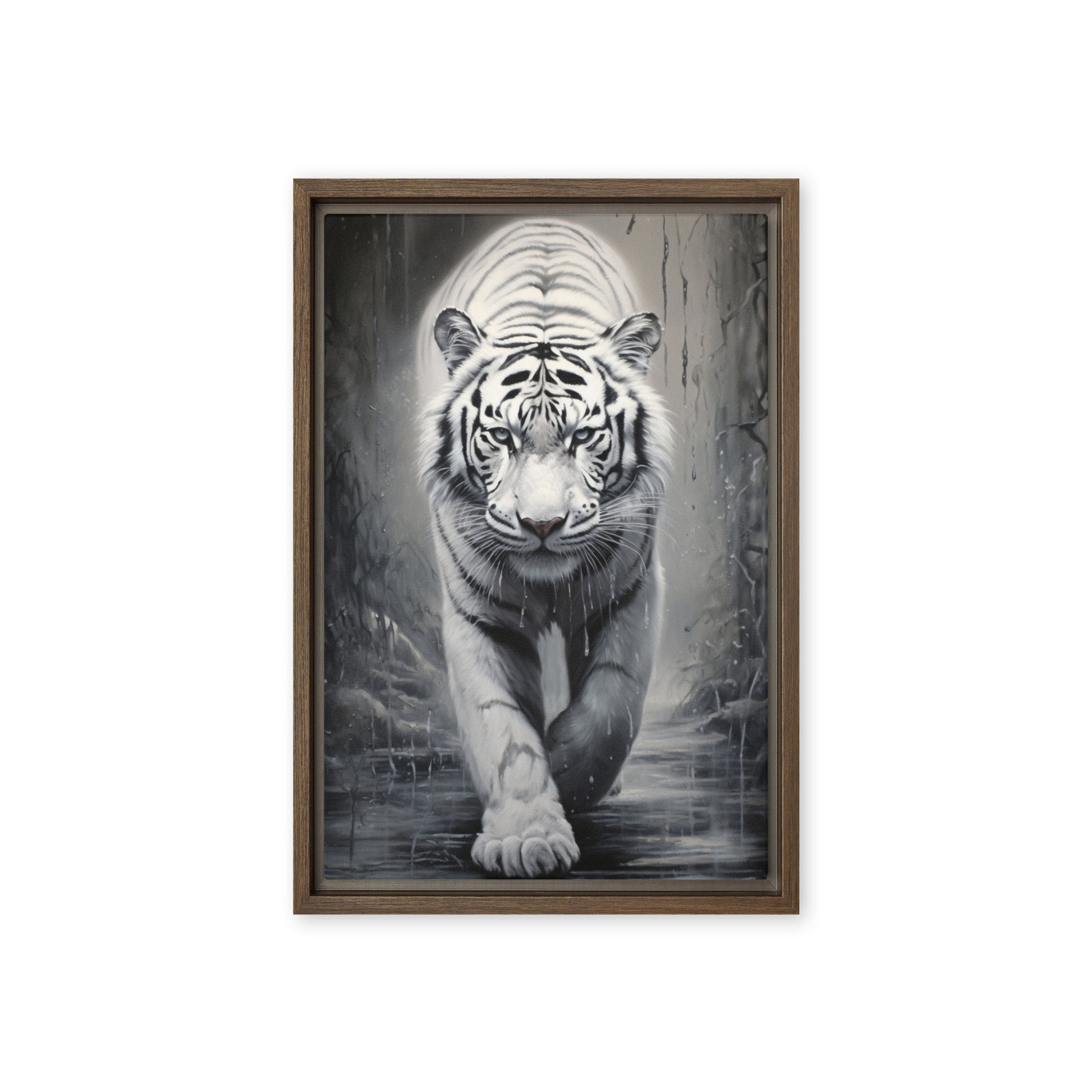 White Tiger Framed Canvas