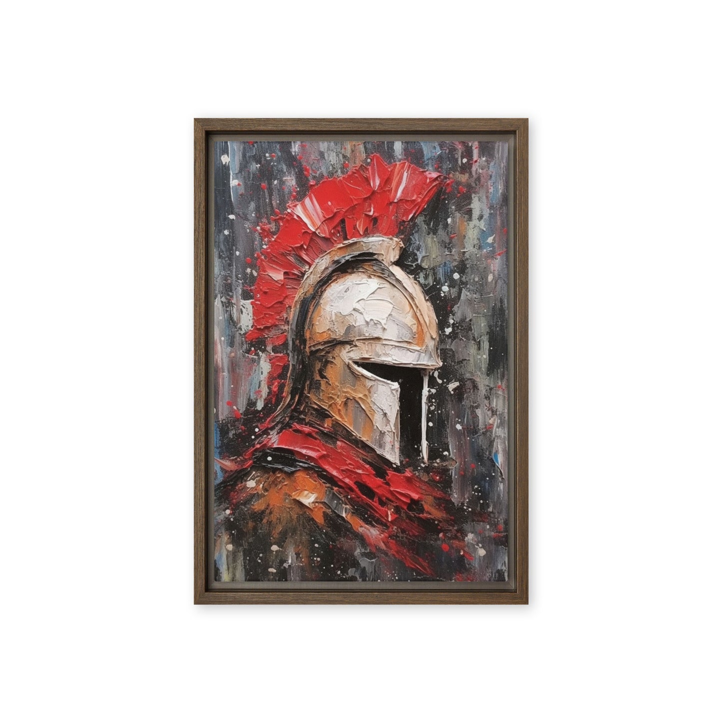 Spartan Helmet Modern Art Framed Canvas