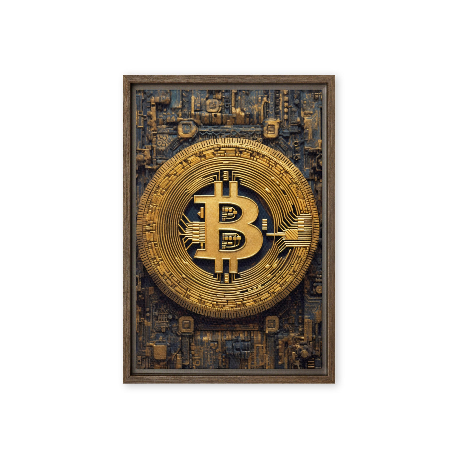 Bitcoin Crypto Art Framed Canvas