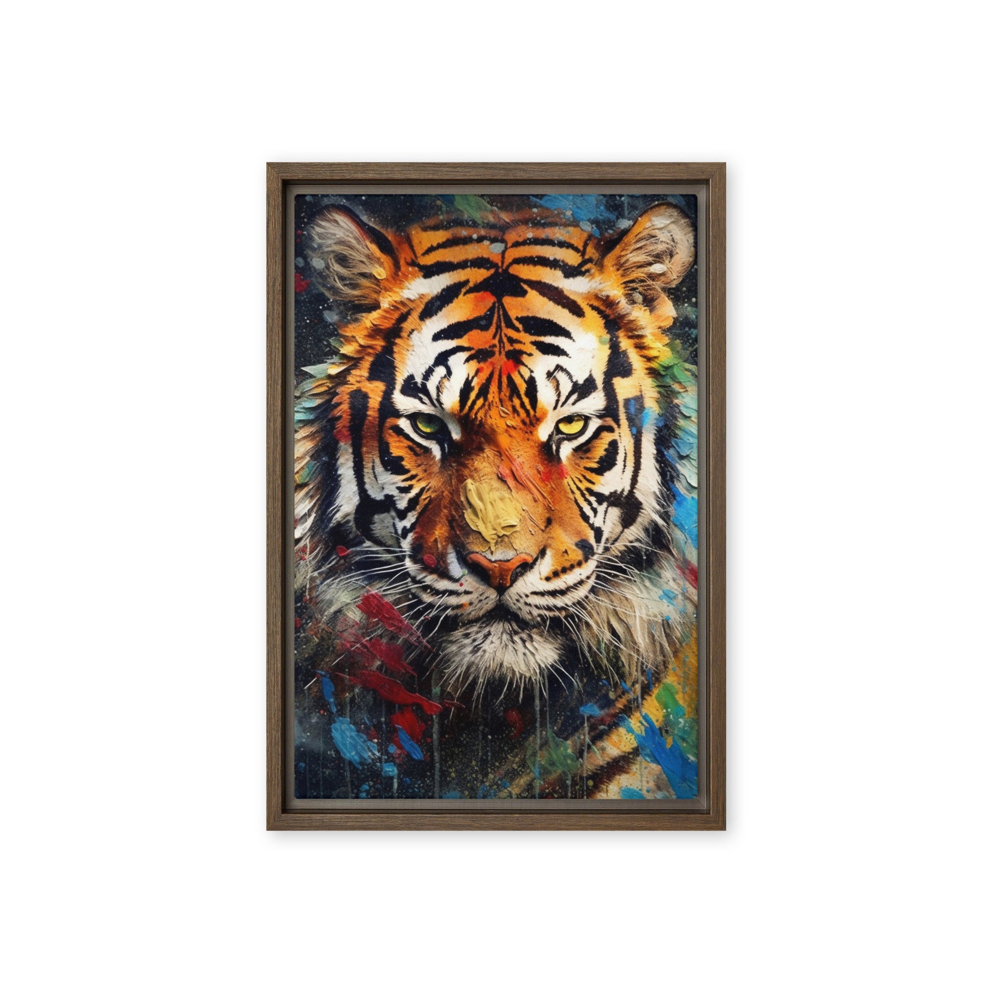 Colorful Tiger Modern Art Framed Canvas