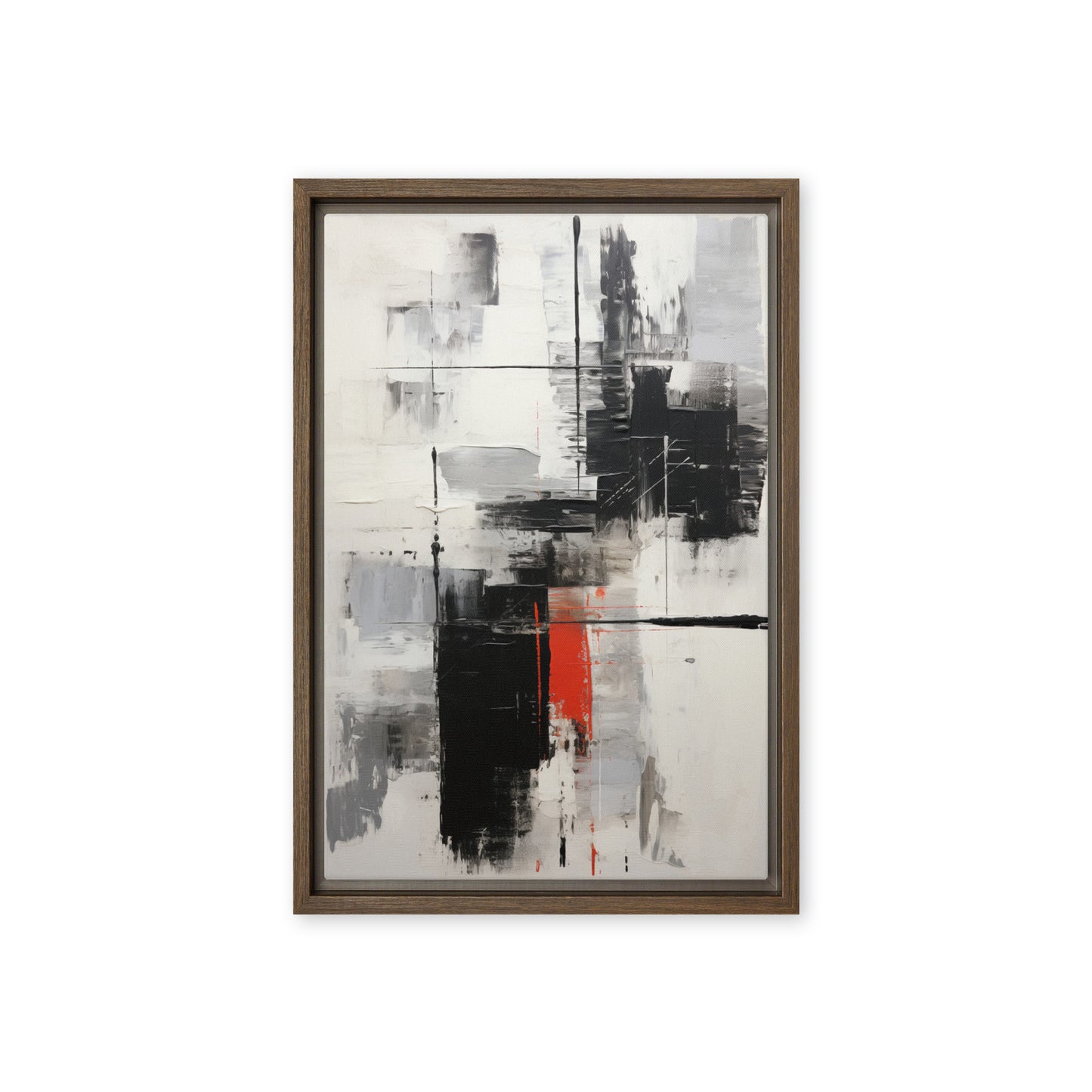 Black White Red Modern Art Framed Canvas