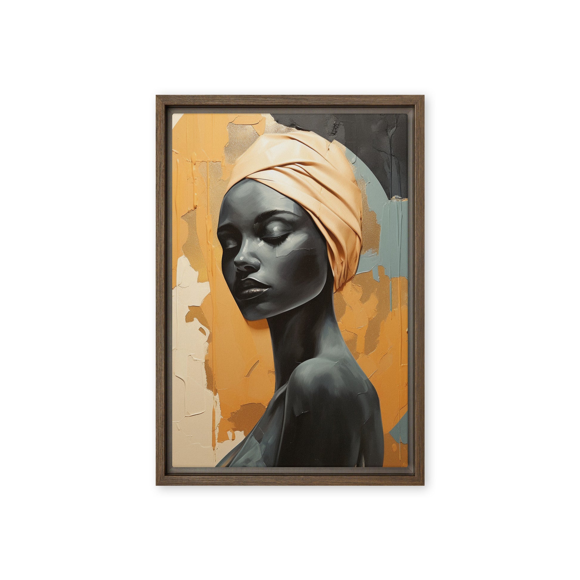African Woman Abstract Art Framed Canvas