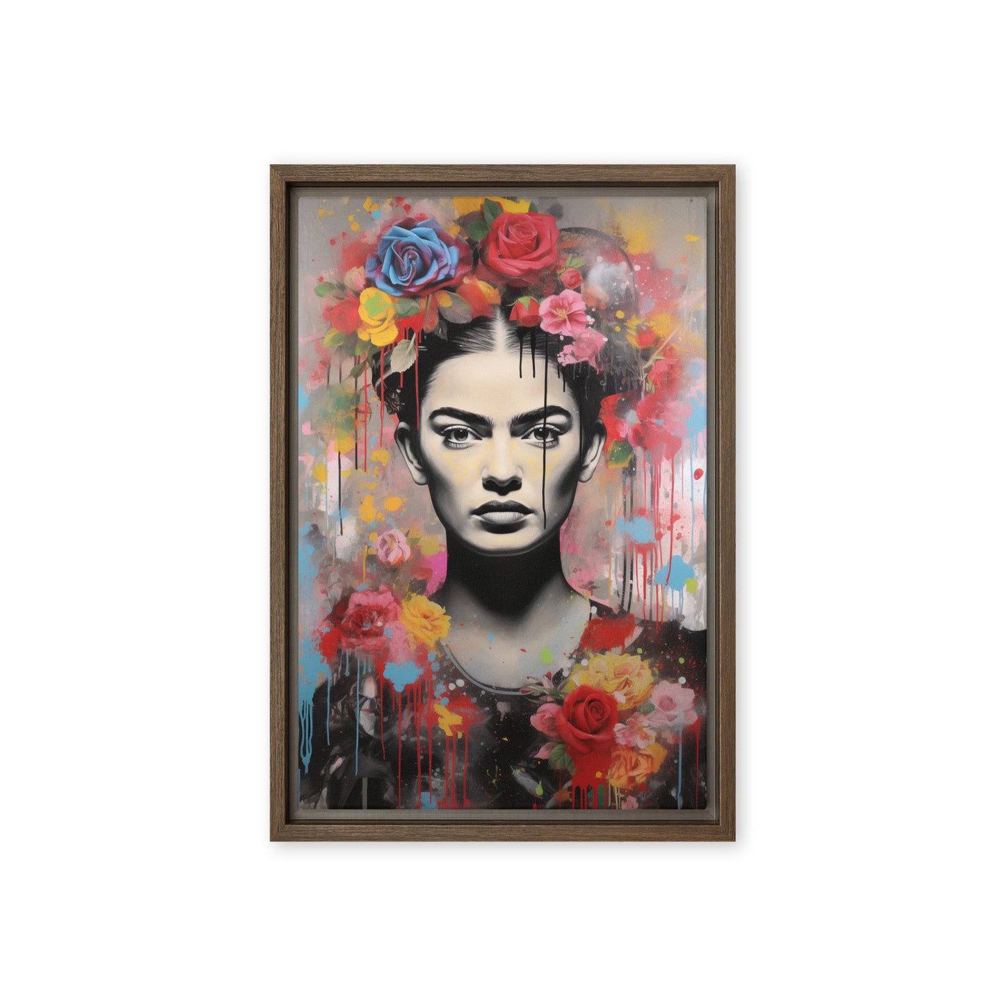 Frida Kahlo Pop Art Framed Canvas