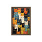 Cats Colorful Collage Famed Canvas