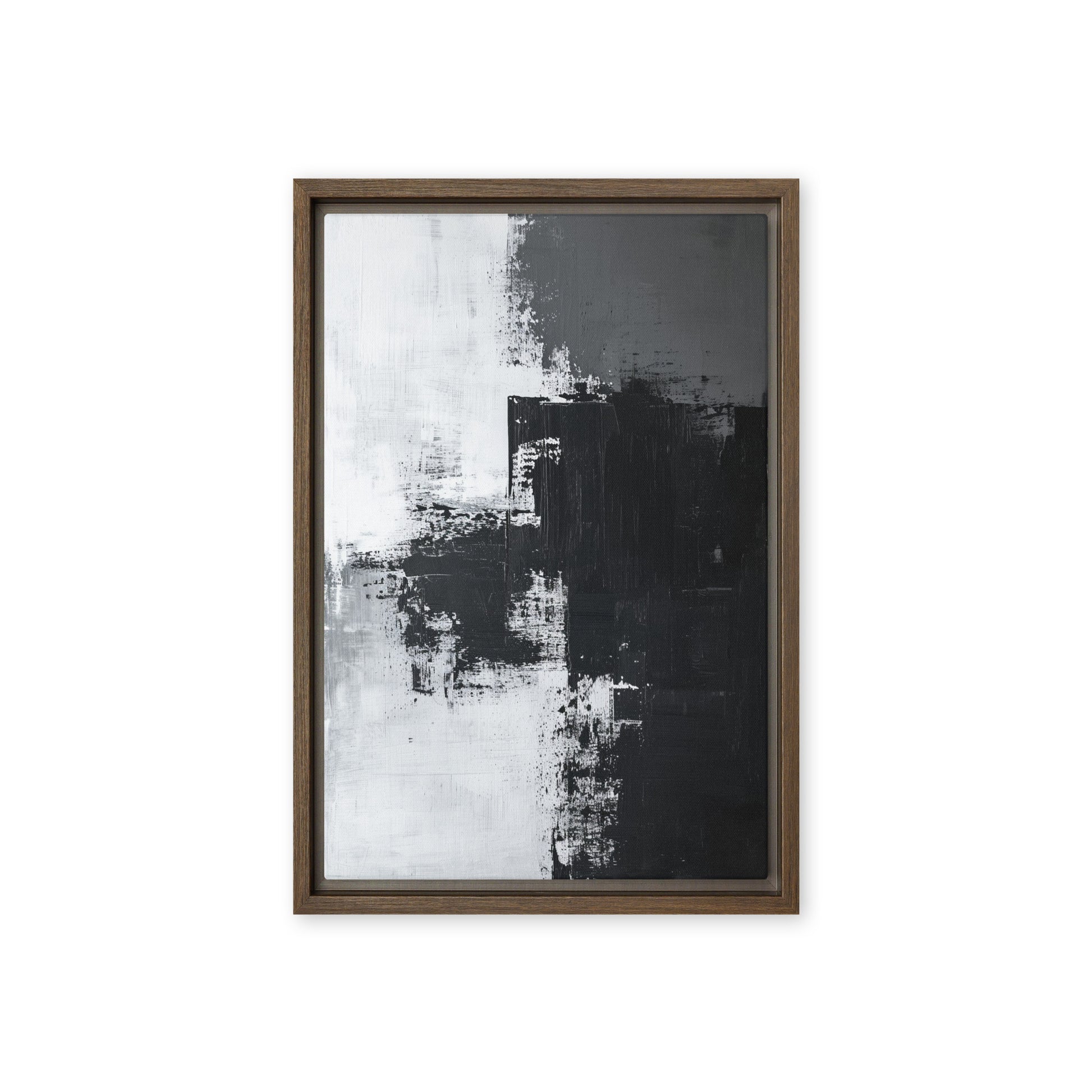 Black White & Grey Abstract Art Framed Canvas