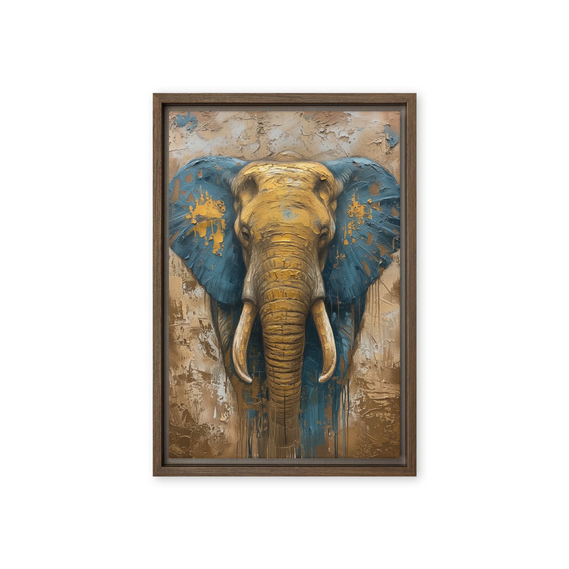 Elephant In Gold Modern Art Framed Canvas