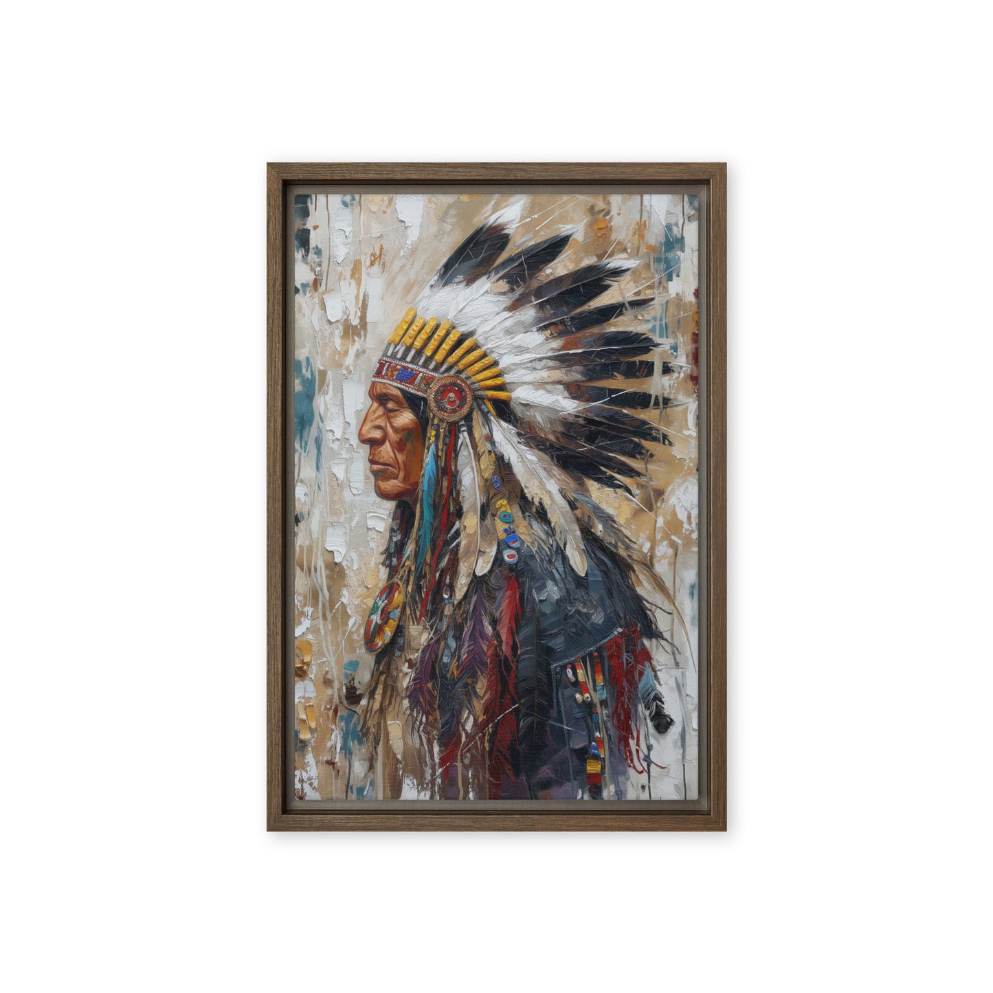 Chief Native American Art Framed Canvas