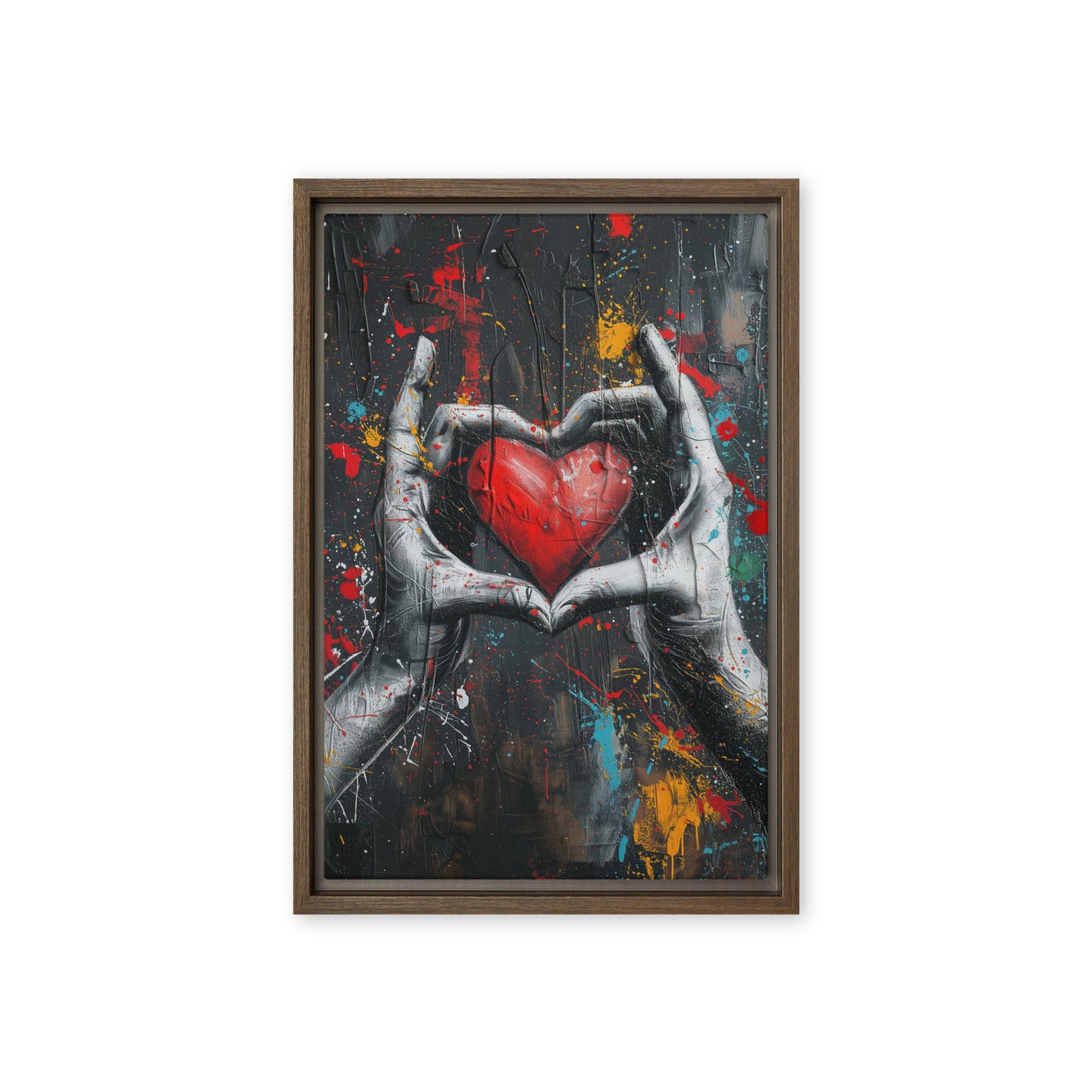 Heart Graffiti Art Framed Canvas