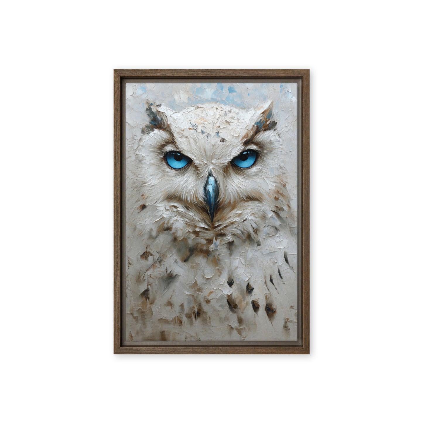 Blue Eyed White Owl Modern Art Framed Canvas