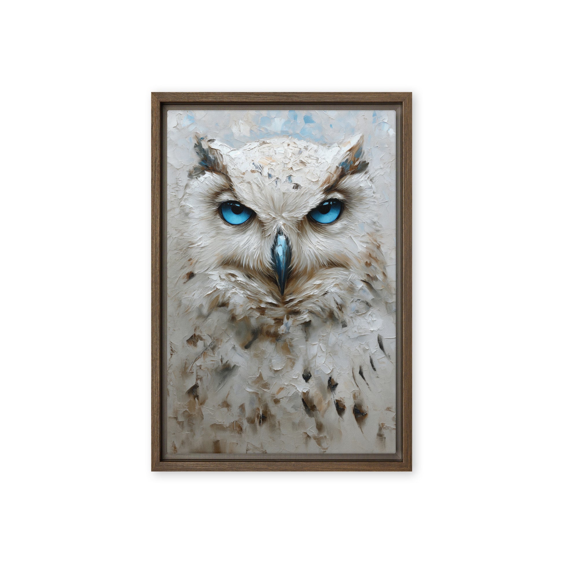Blue Eyed White Owl Modern Art Framed Canvas