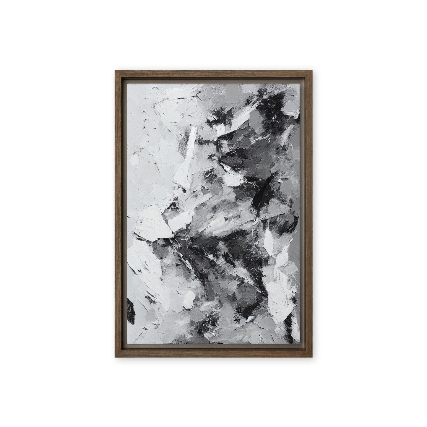 Grey White Black Modern Art Framed Canvas