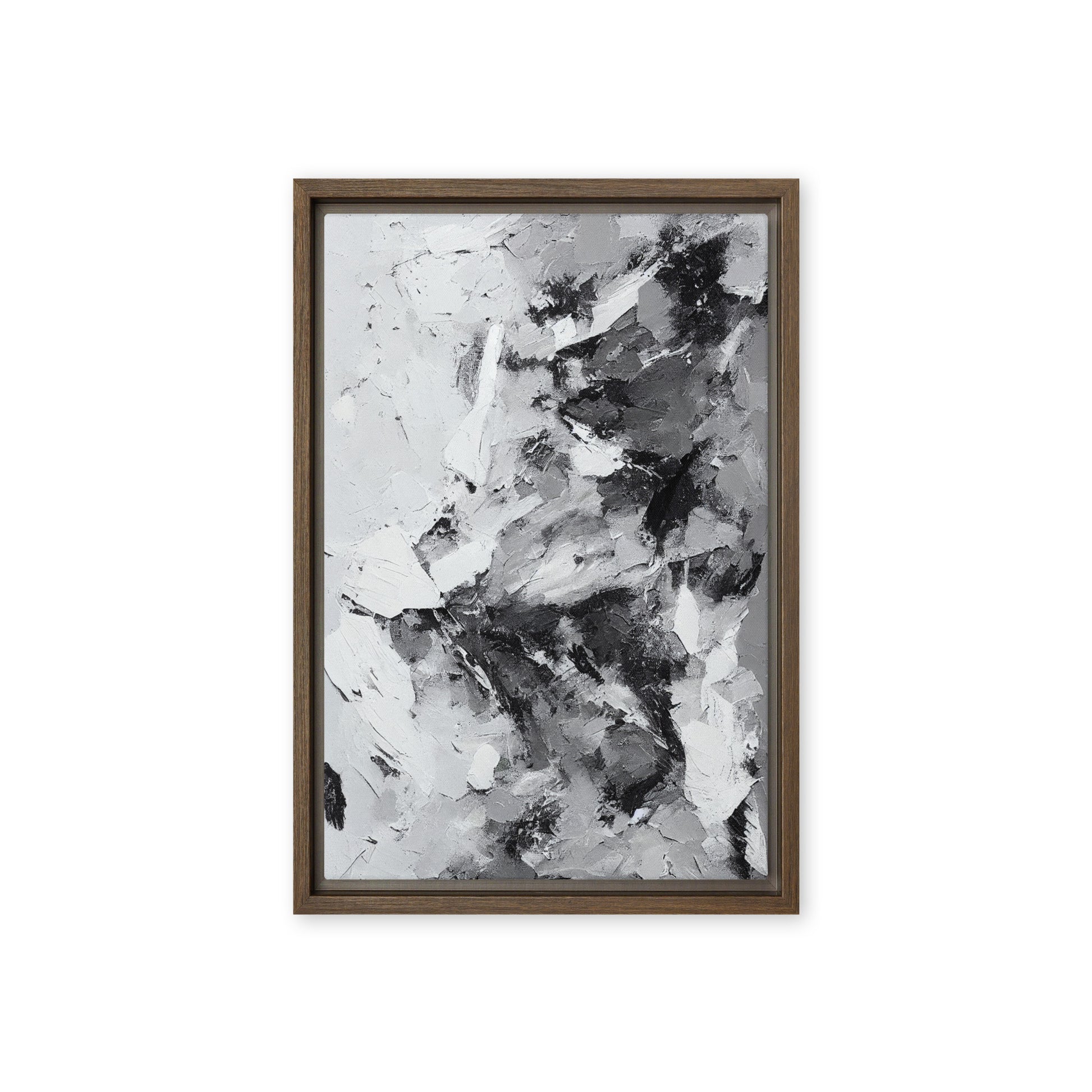 Grey White Black Modern Art Framed Canvas