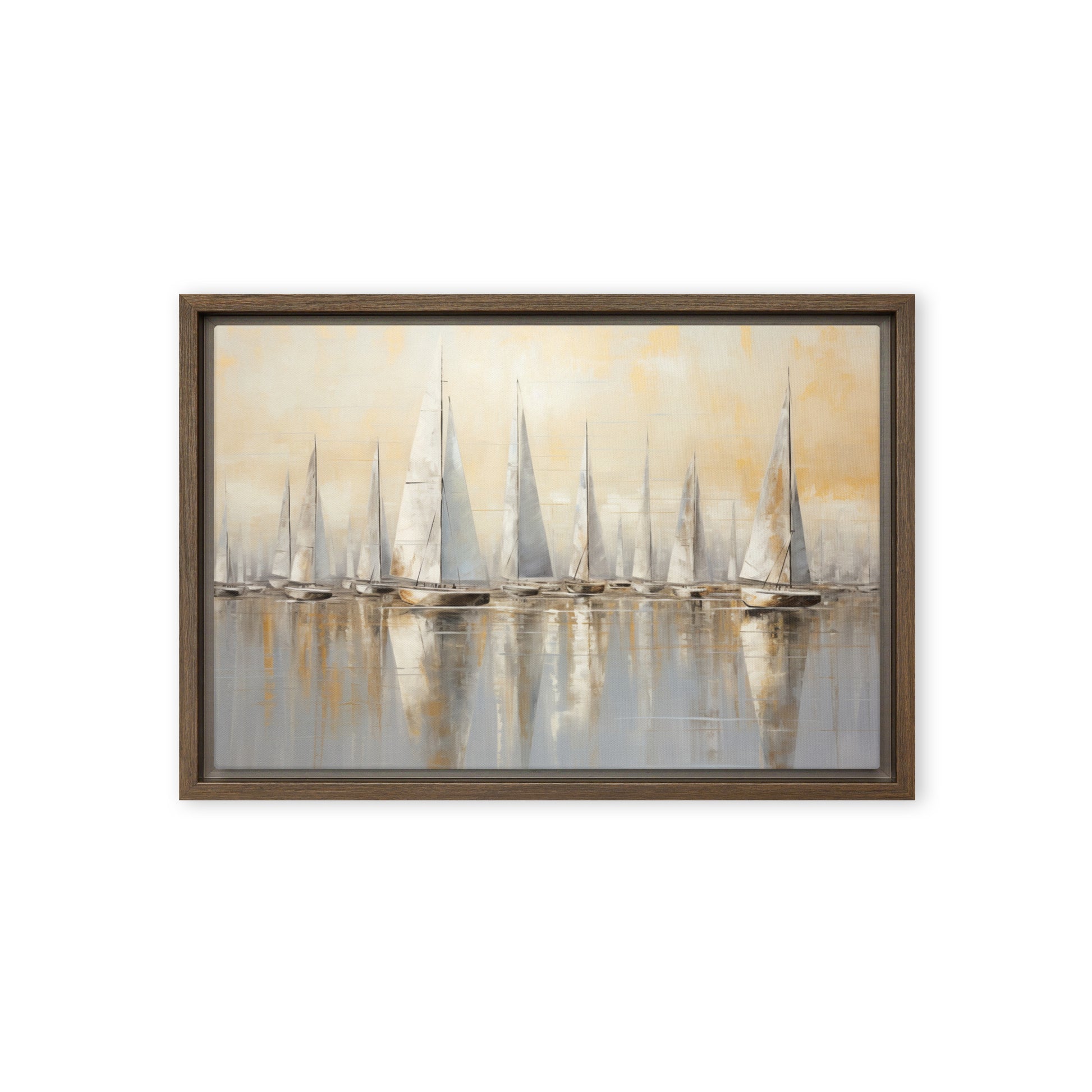 Sailboats Nautical Wall Art Framed Canvas