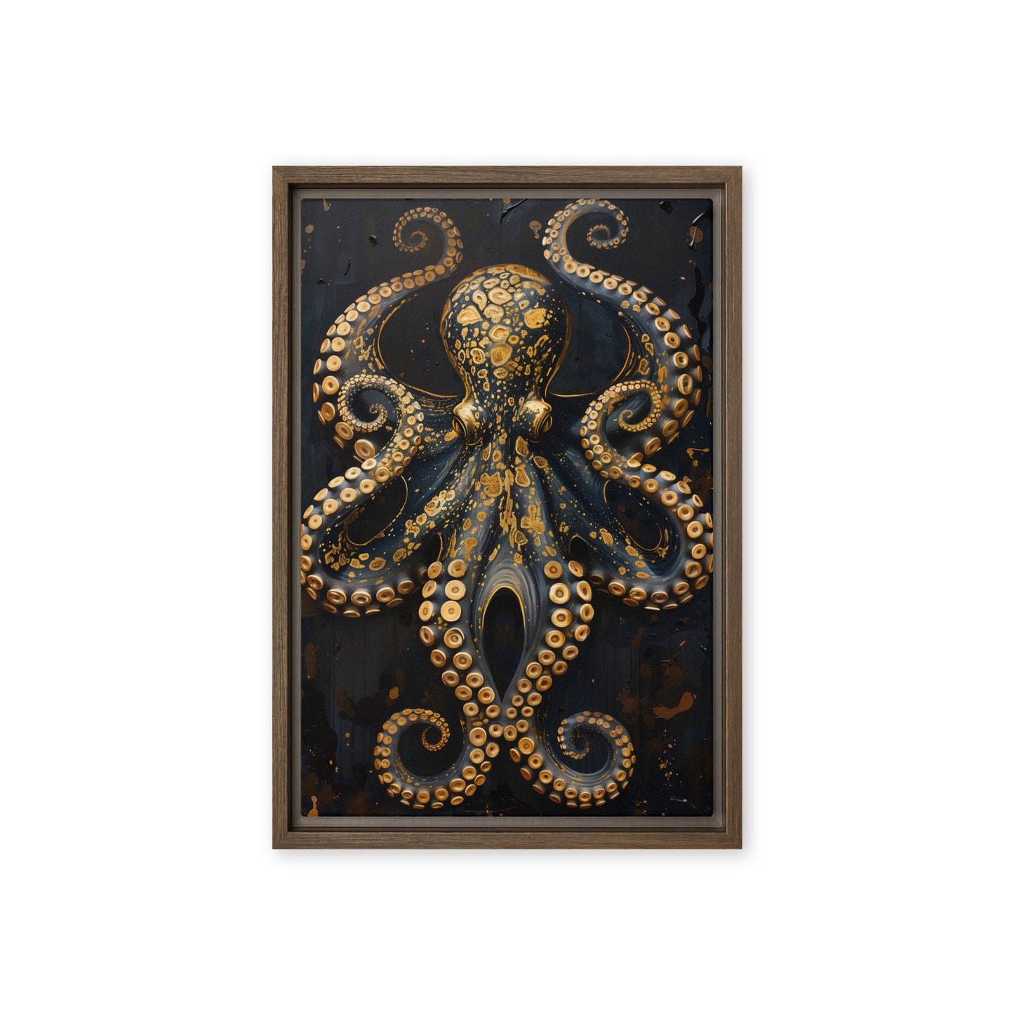 Majestic Golden Octopus Framed Canvas