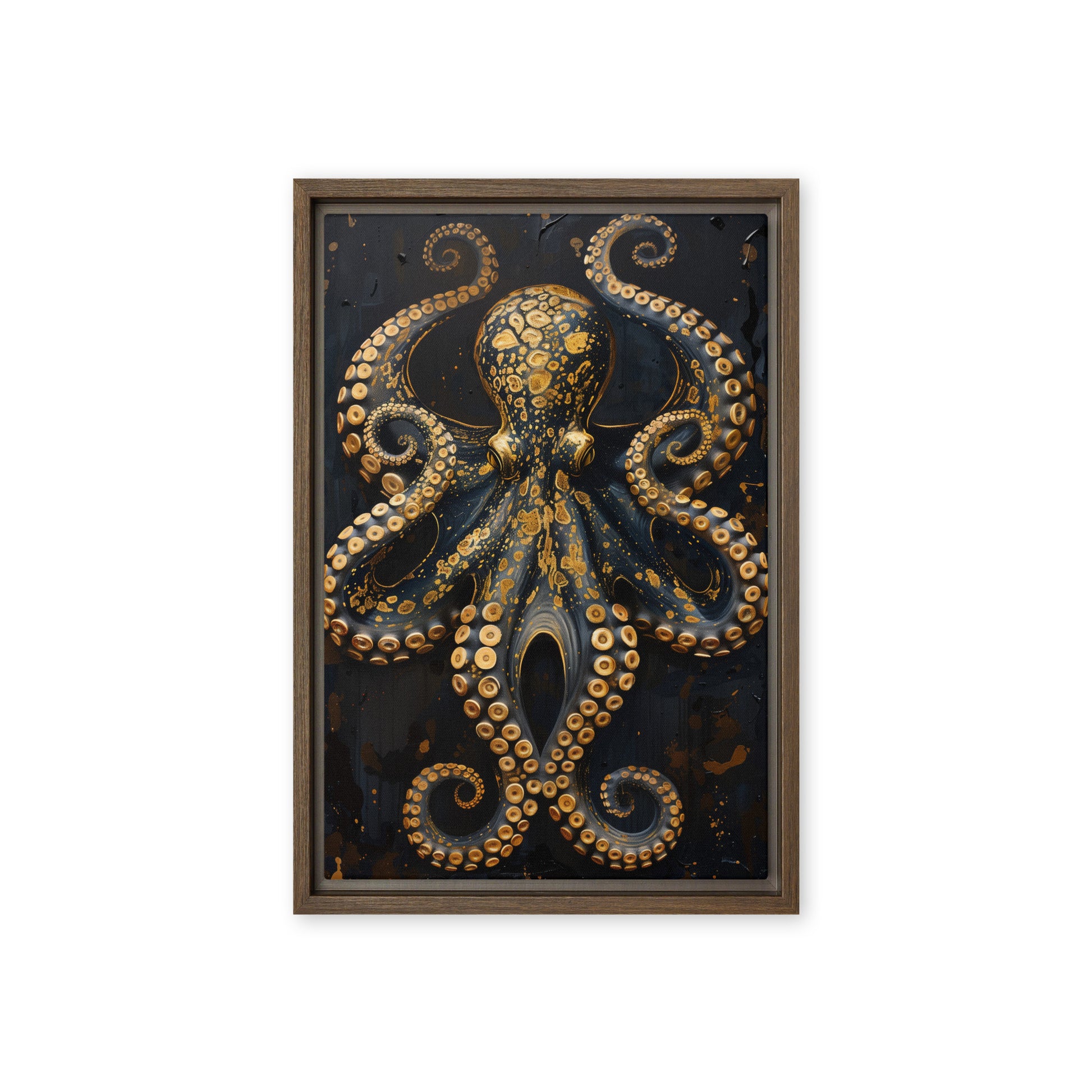Majestic Golden Octopus Framed Canvas