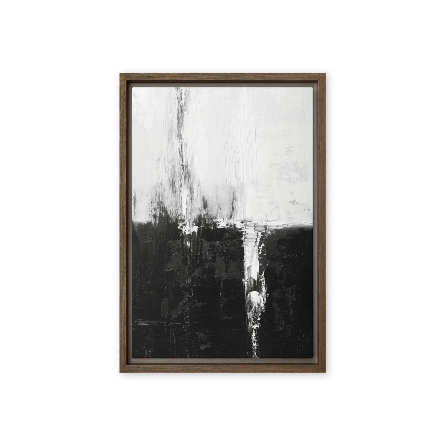 Black White Abstract Art Framed Canvas