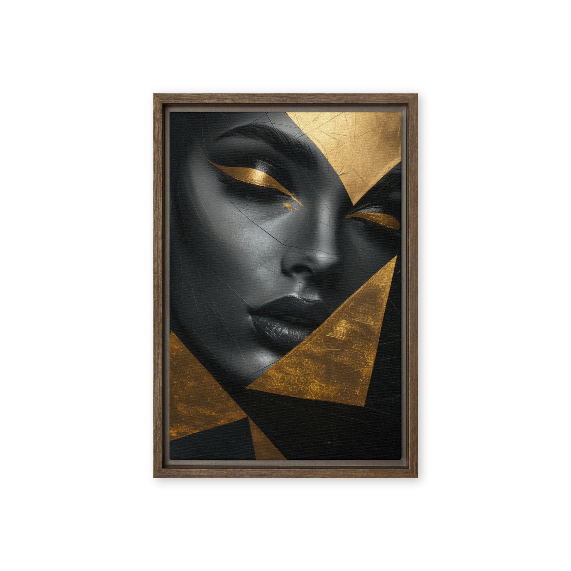 Woman In Gold Triangles Framed Canvas
