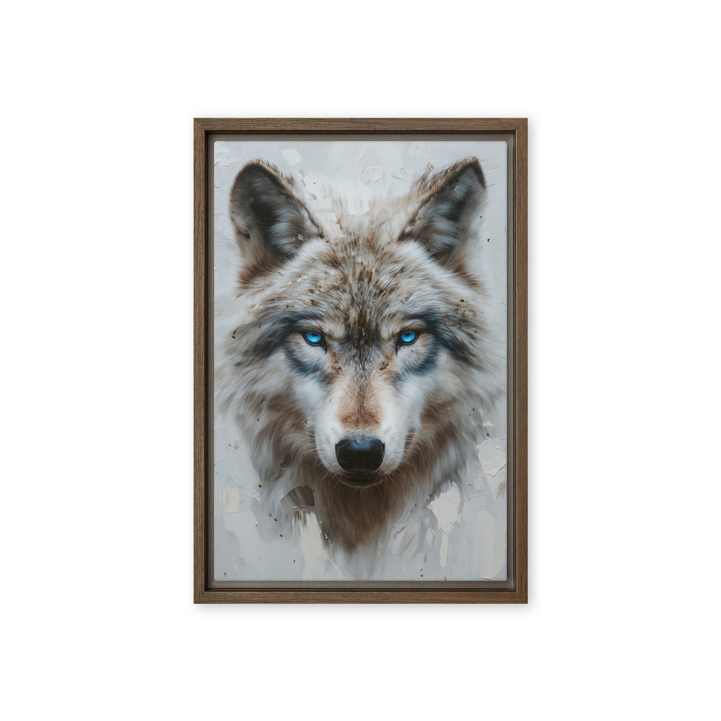 Blue Eyed Wolf Modern Art Framed Canvas