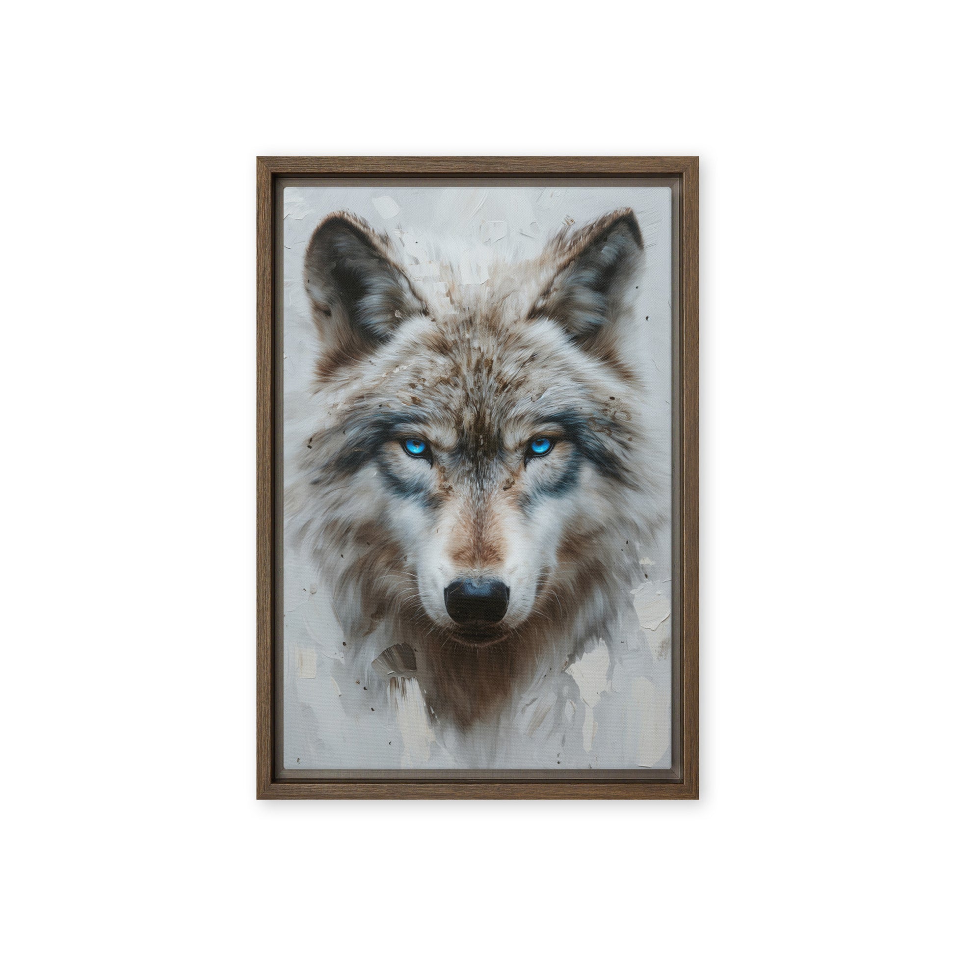 Blue Eyed Wolf Modern Art Framed Canvas