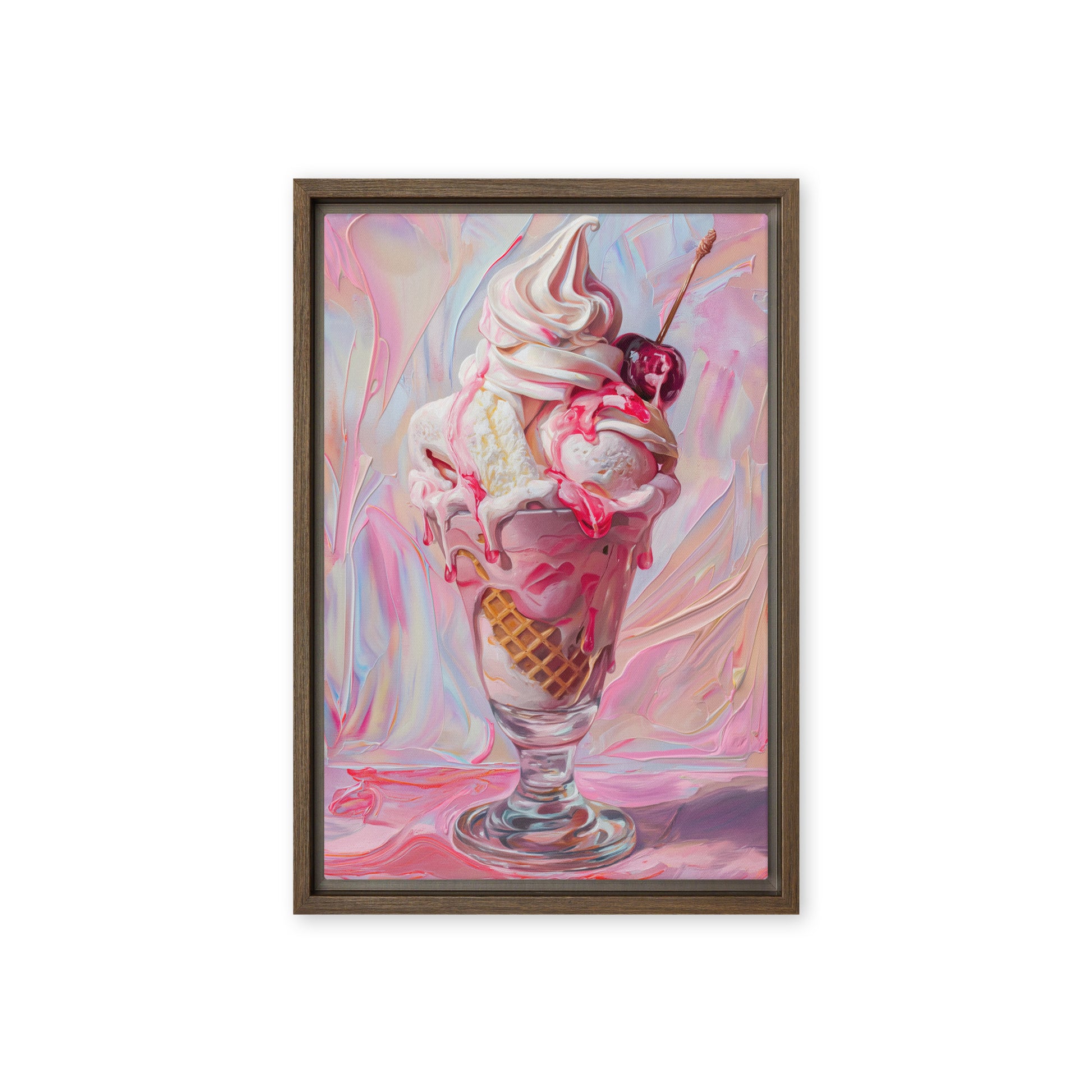 Delicious Pink Ice Cream Framed Canvas