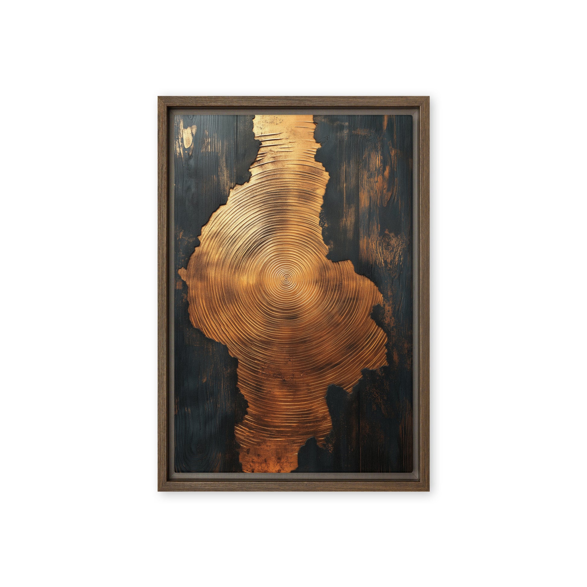 Golden Spiral Wood Art Framed Canvas