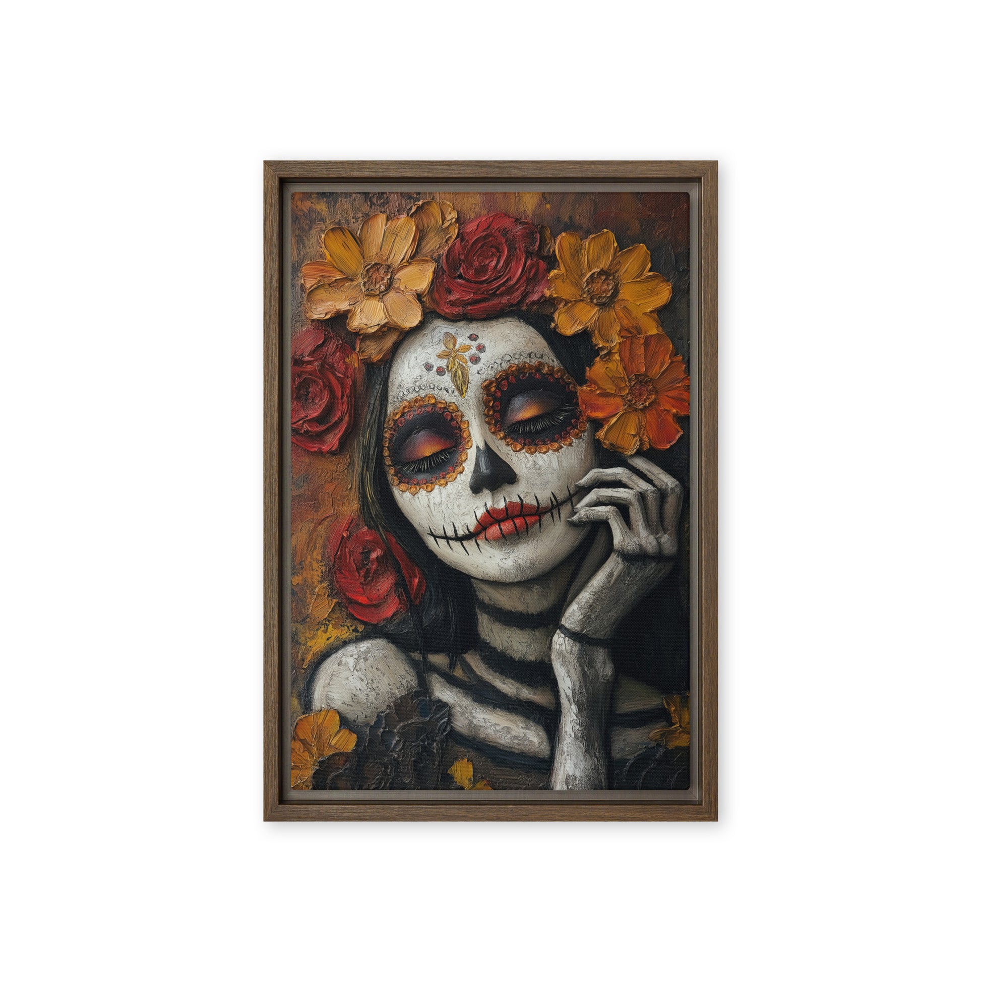 Day of the Dead Mexico Modern Art Framed Canvas