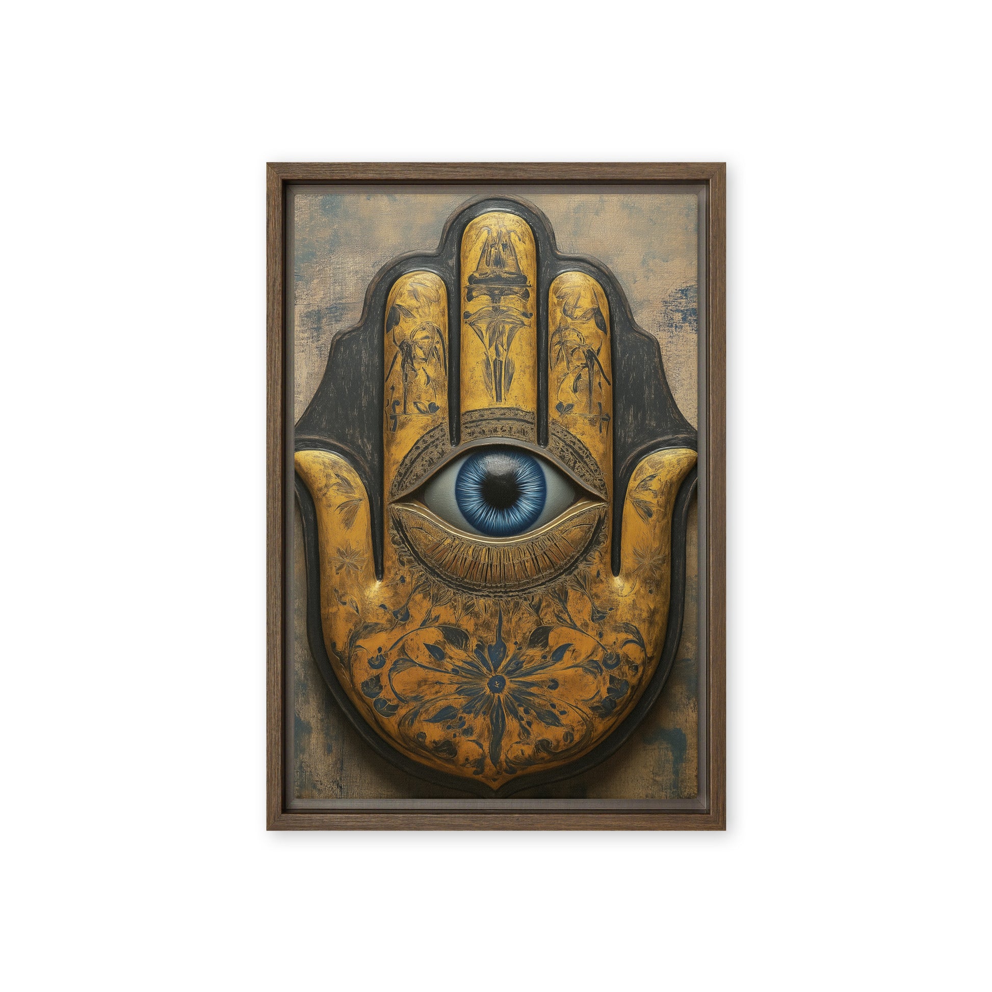 Hamsa Hand Religious Art Framed Canvas