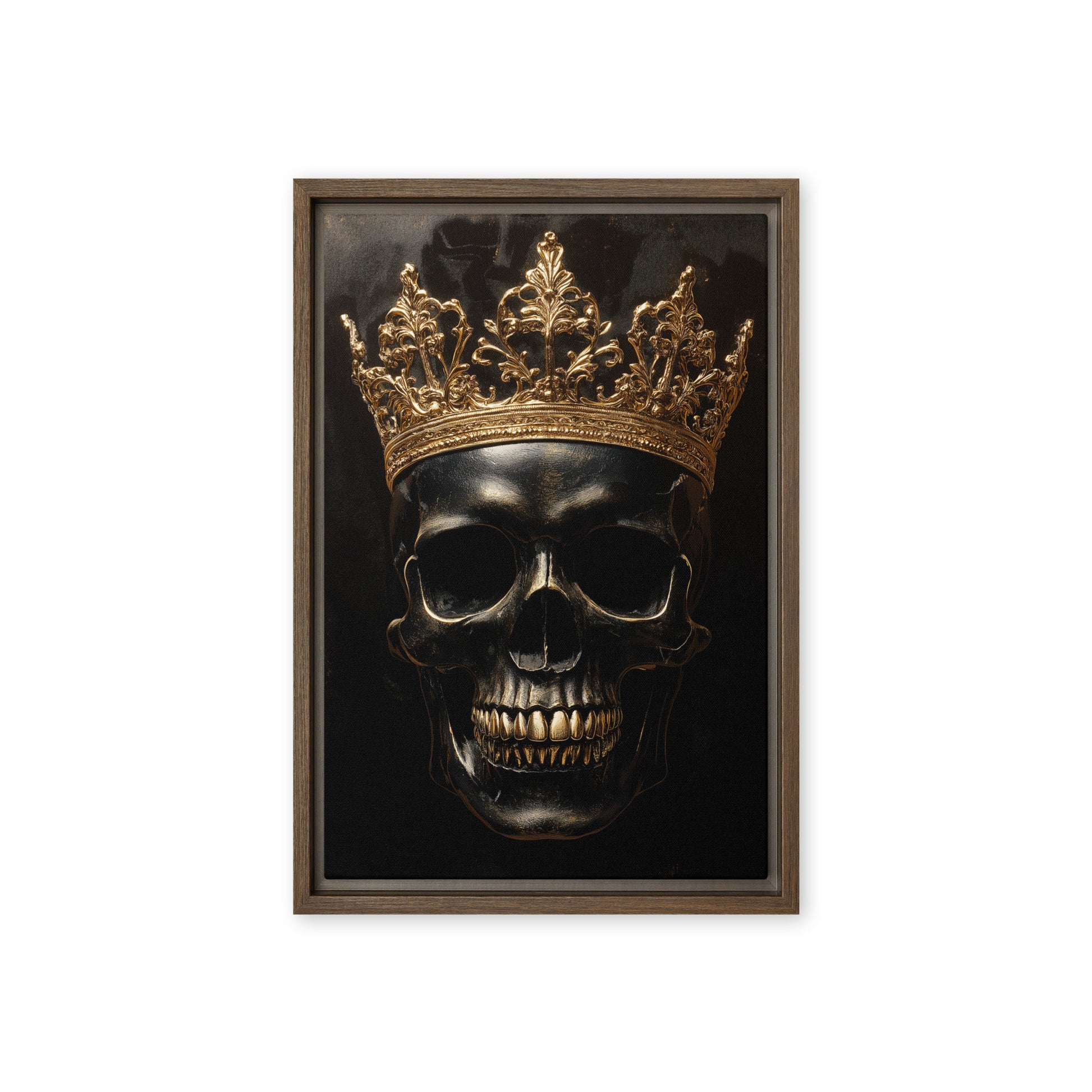 Skull with Golden Crown Gothic Art Framed Canvas