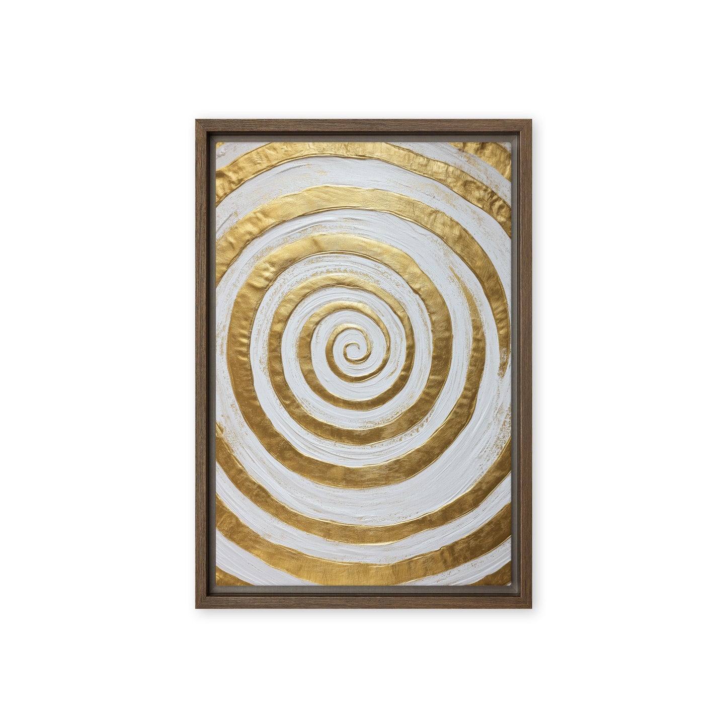 Gold & White Spiral Modern Art Framed Canvas