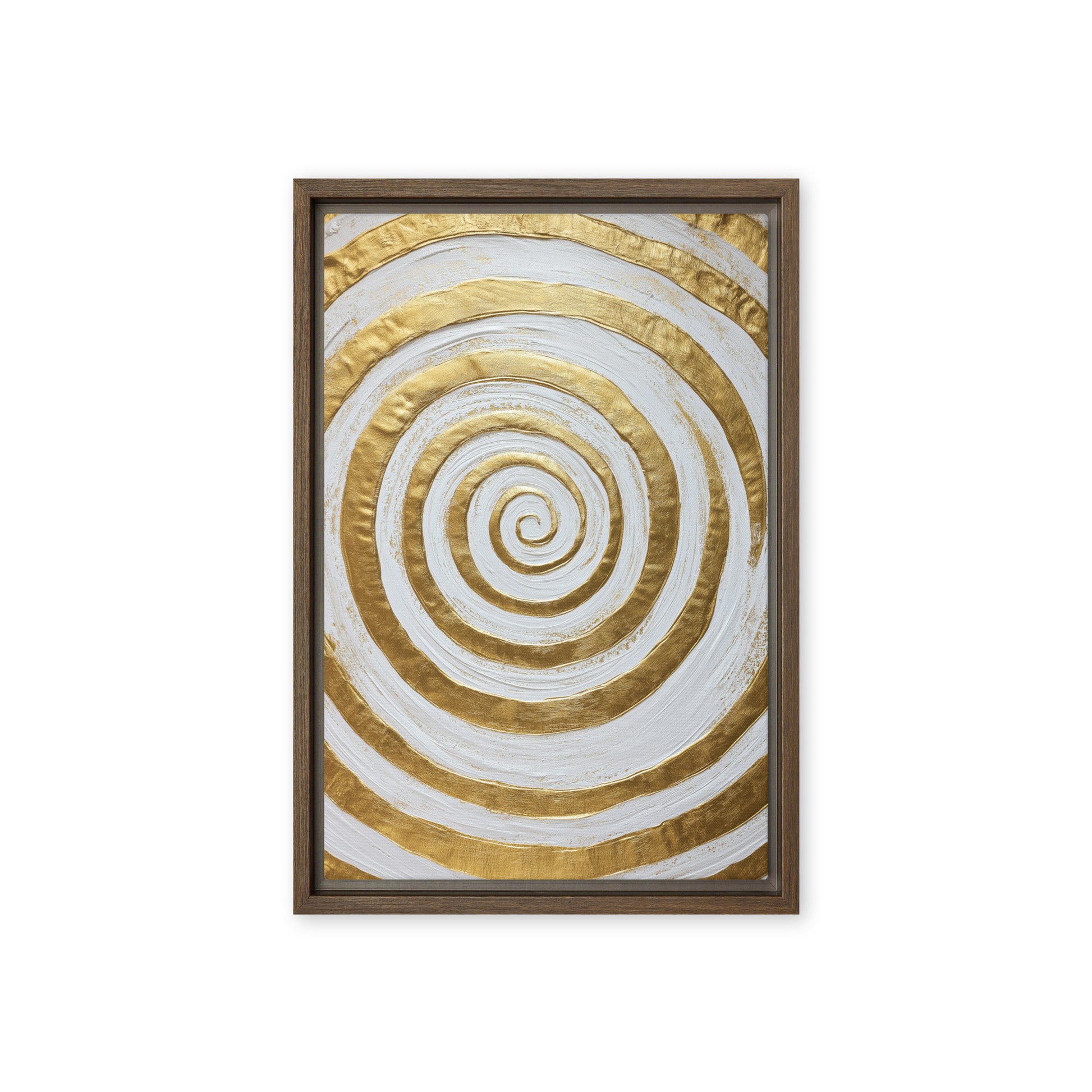 Gold & White Spiral Modern Art Framed Canvas