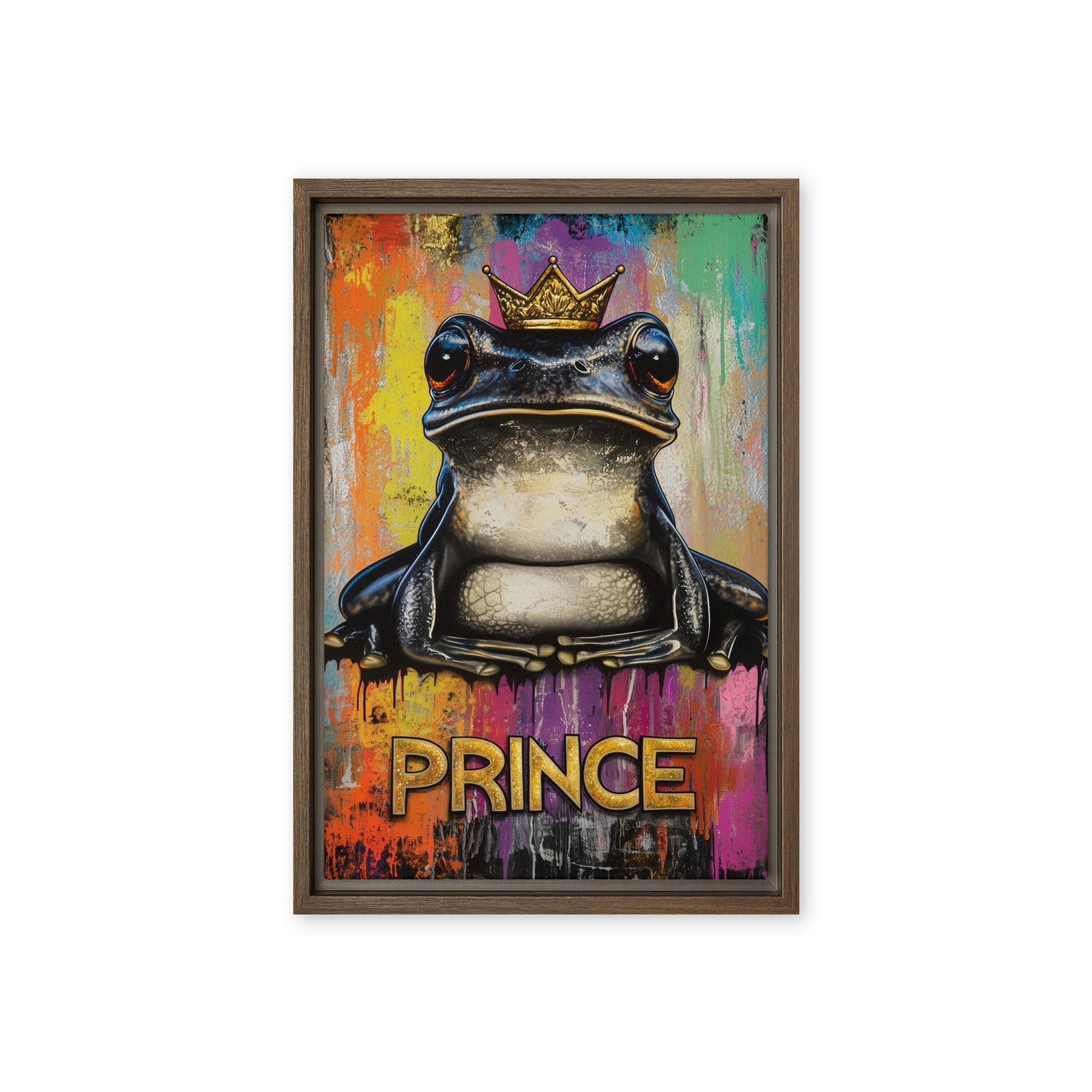 Frog Prince Graffiti Art Framed Canvas