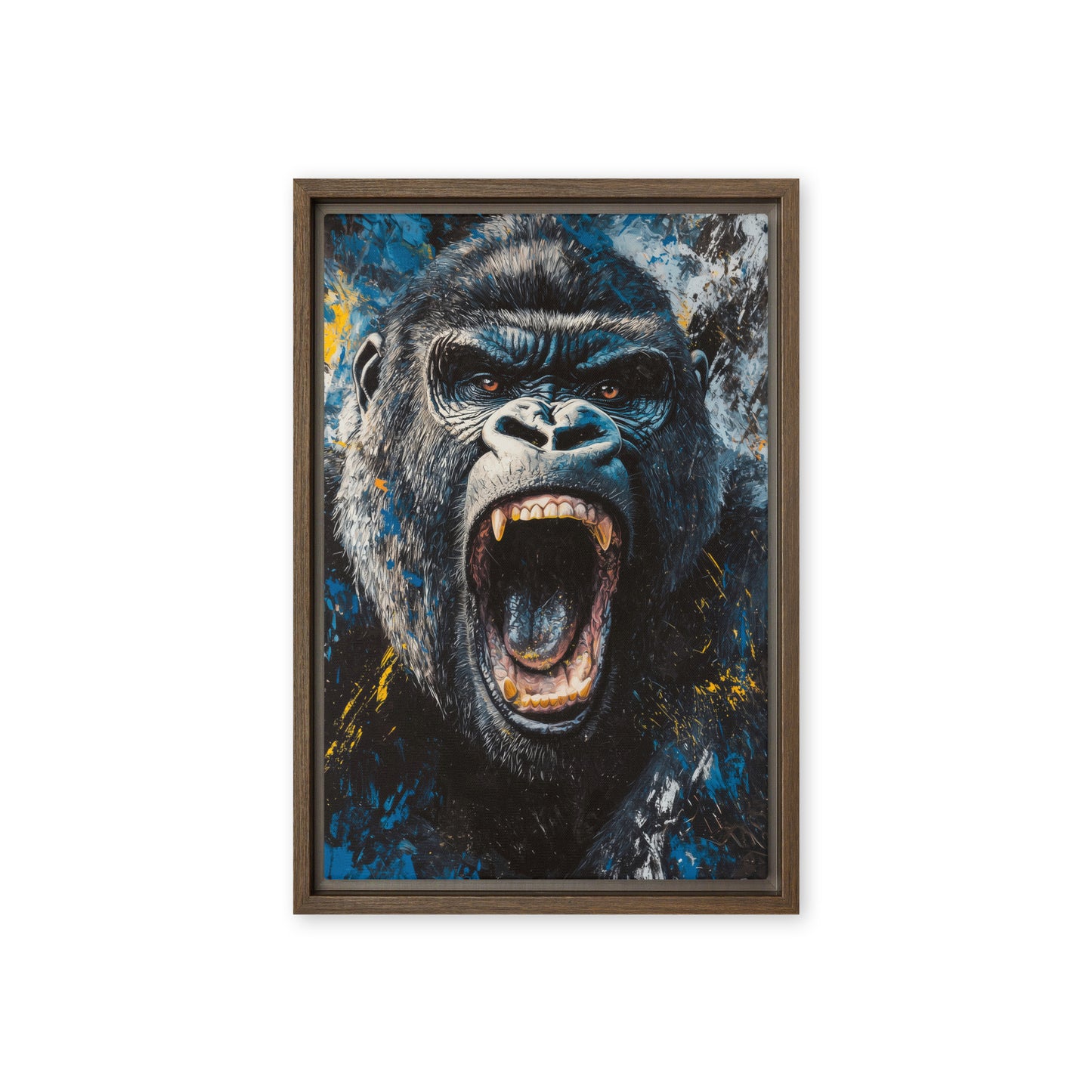 Roaring Gorilla Modern Art Framed Canvas