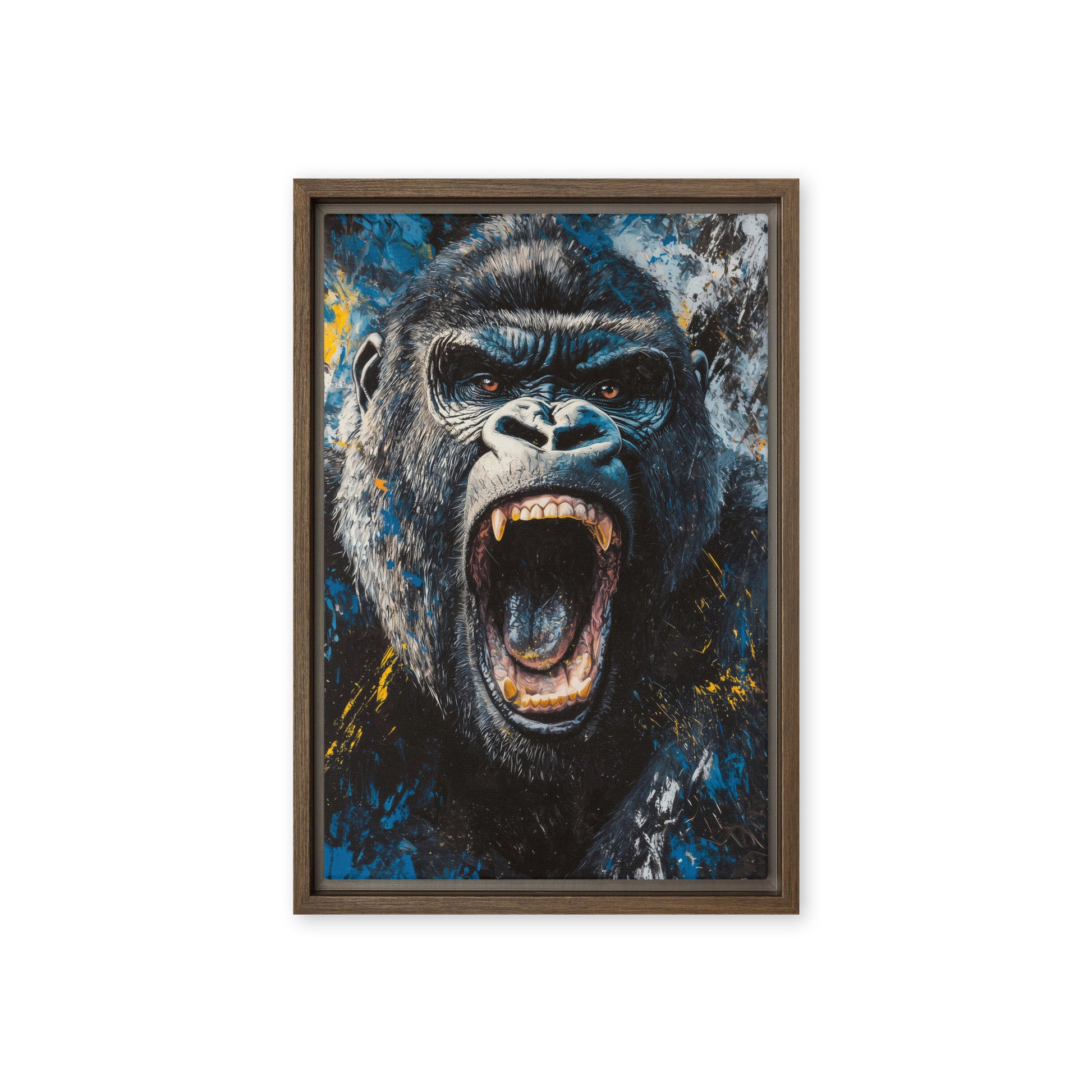 Roaring Gorilla Modern Art Framed Canvas