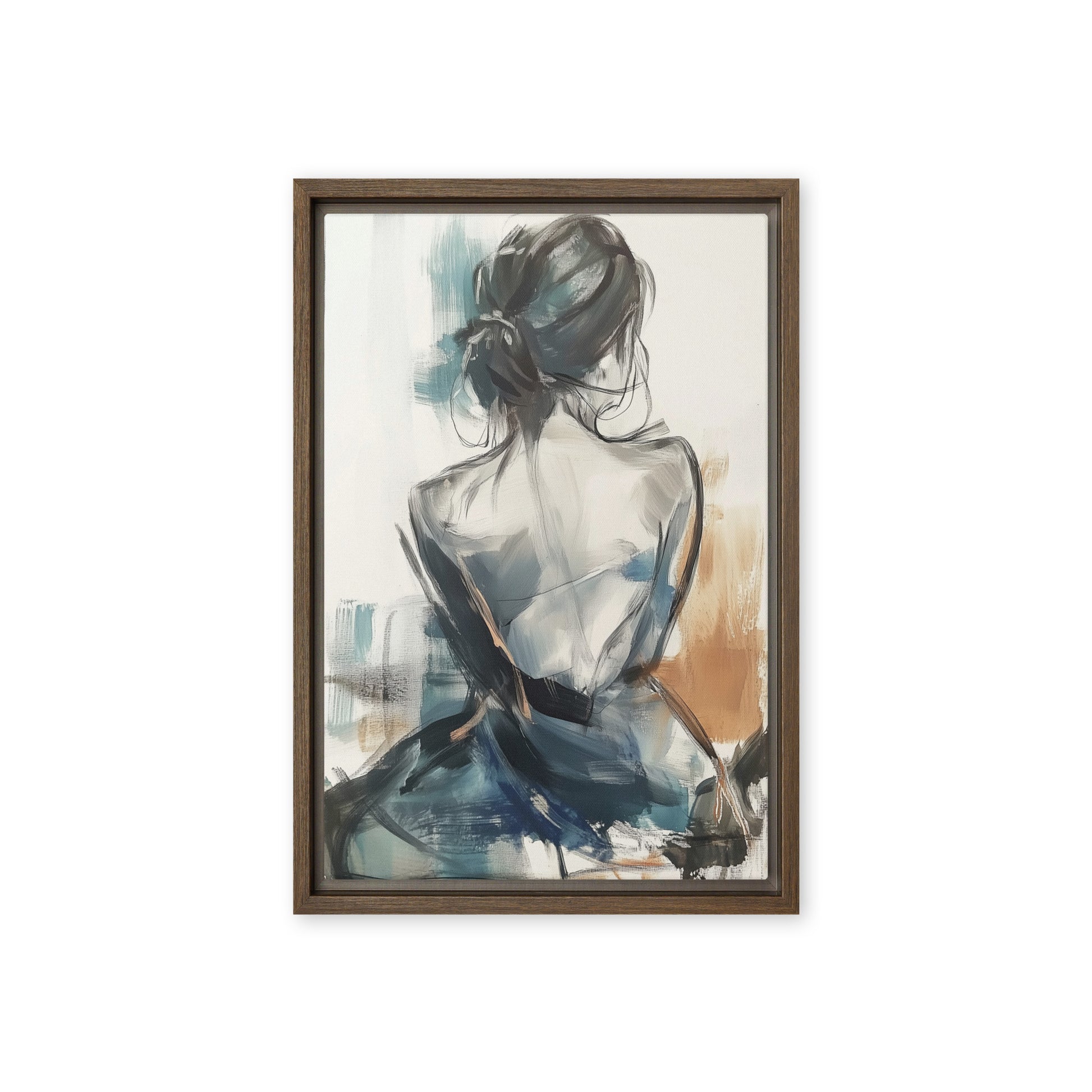 Woman Line & Watercolor Art Framed Canvas