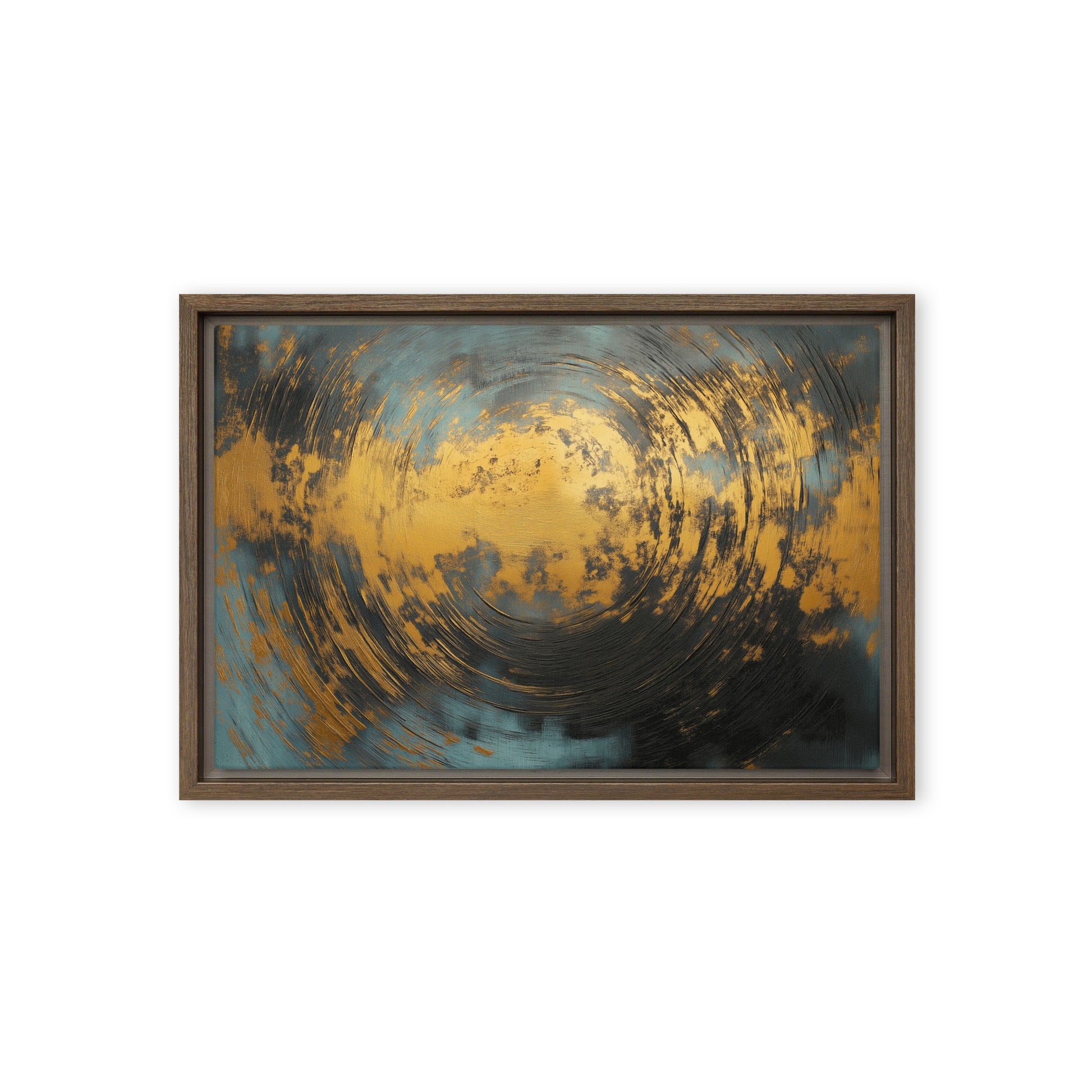 Teal & Gold Abstract Art Framed Canvas