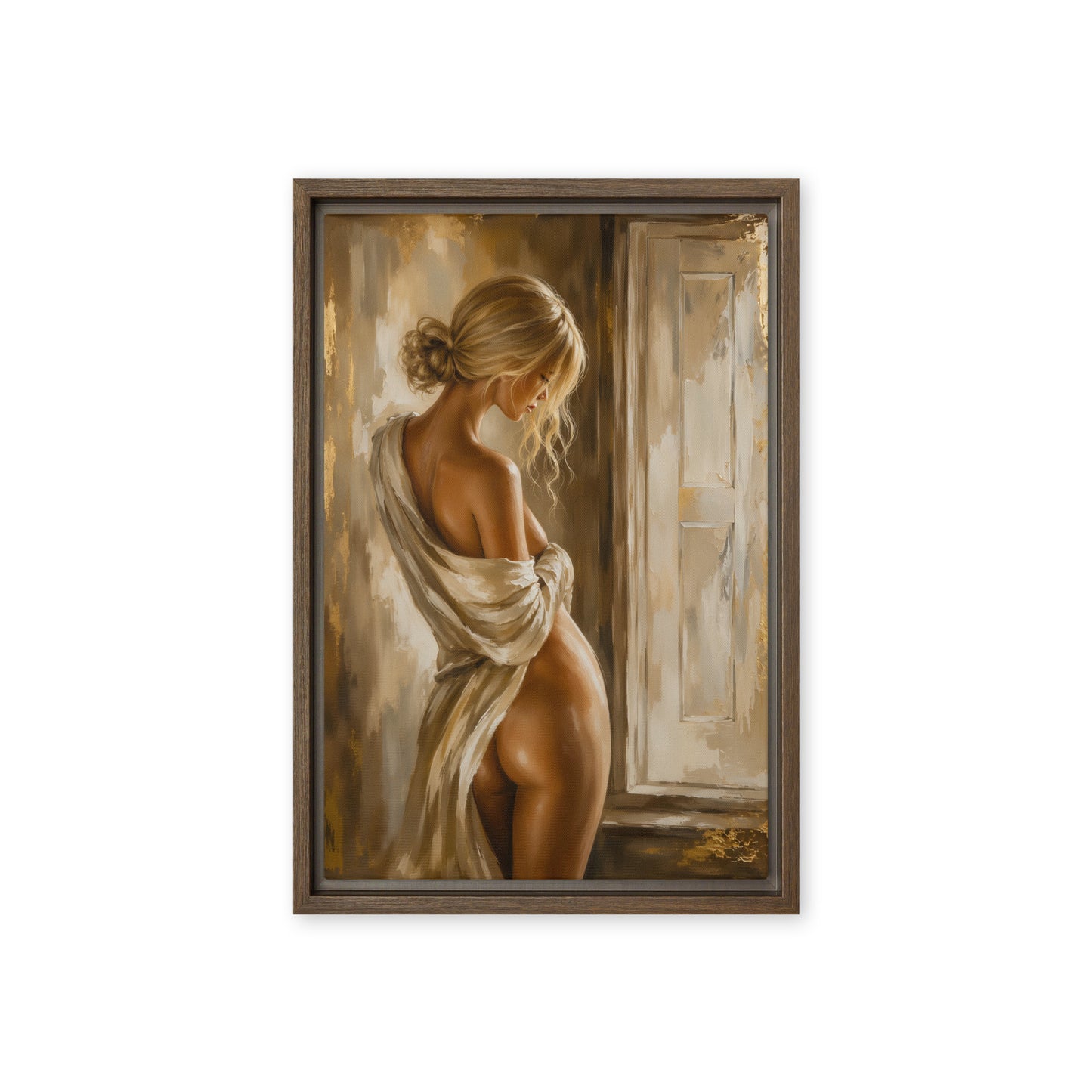 Blonde Woman Sensual Art Framed Canvas - PaintFu