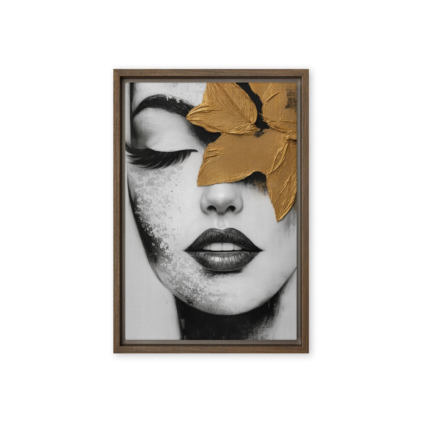 Woman Face Portrait Modern Art Framed Canvas - PaintFu