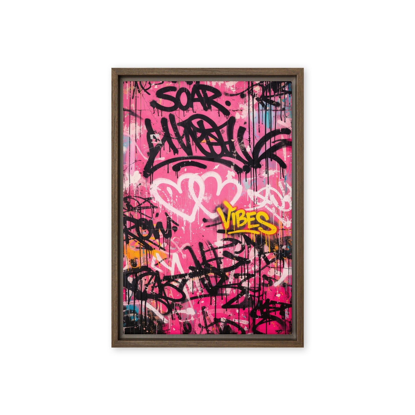 Pink Graffiti Art Framed Canvas - PaintFu