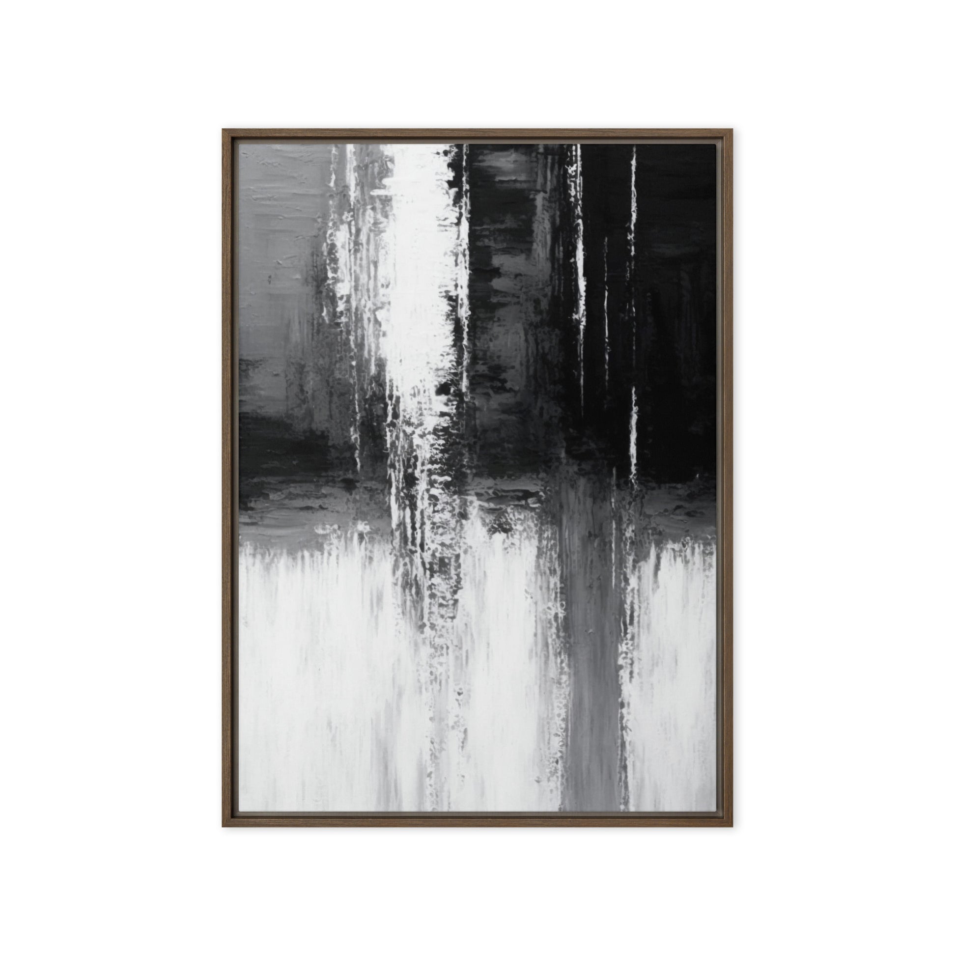 Black White Grey Abstract Art Framed Canvas