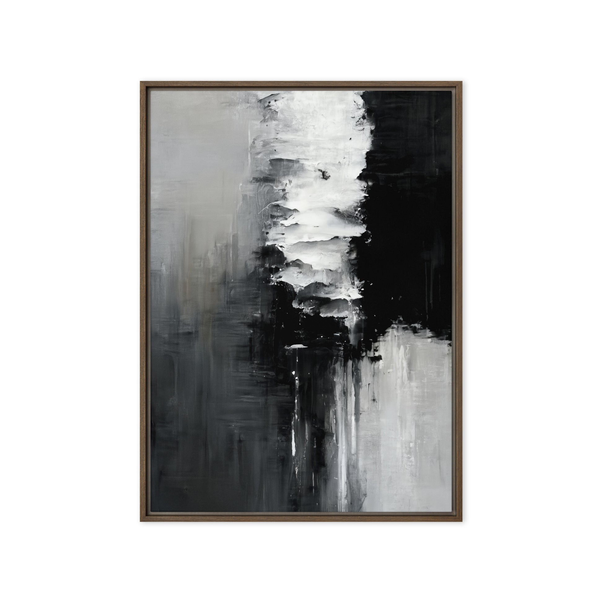 Black White Abstract Art Framed Canvas