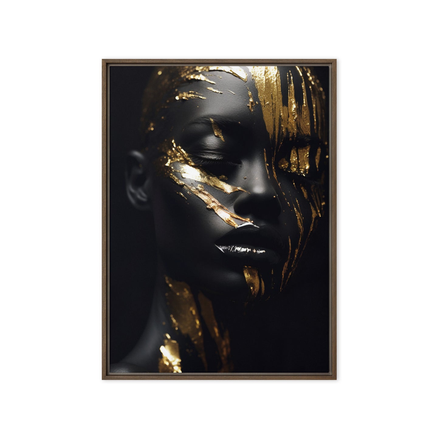 African Woman In Gold Framed Canvass