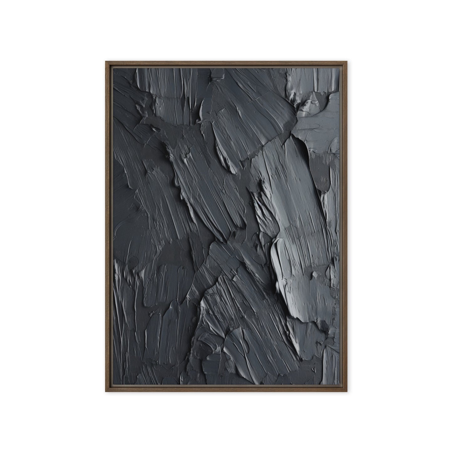 Black Impasto Art Framed Canvas