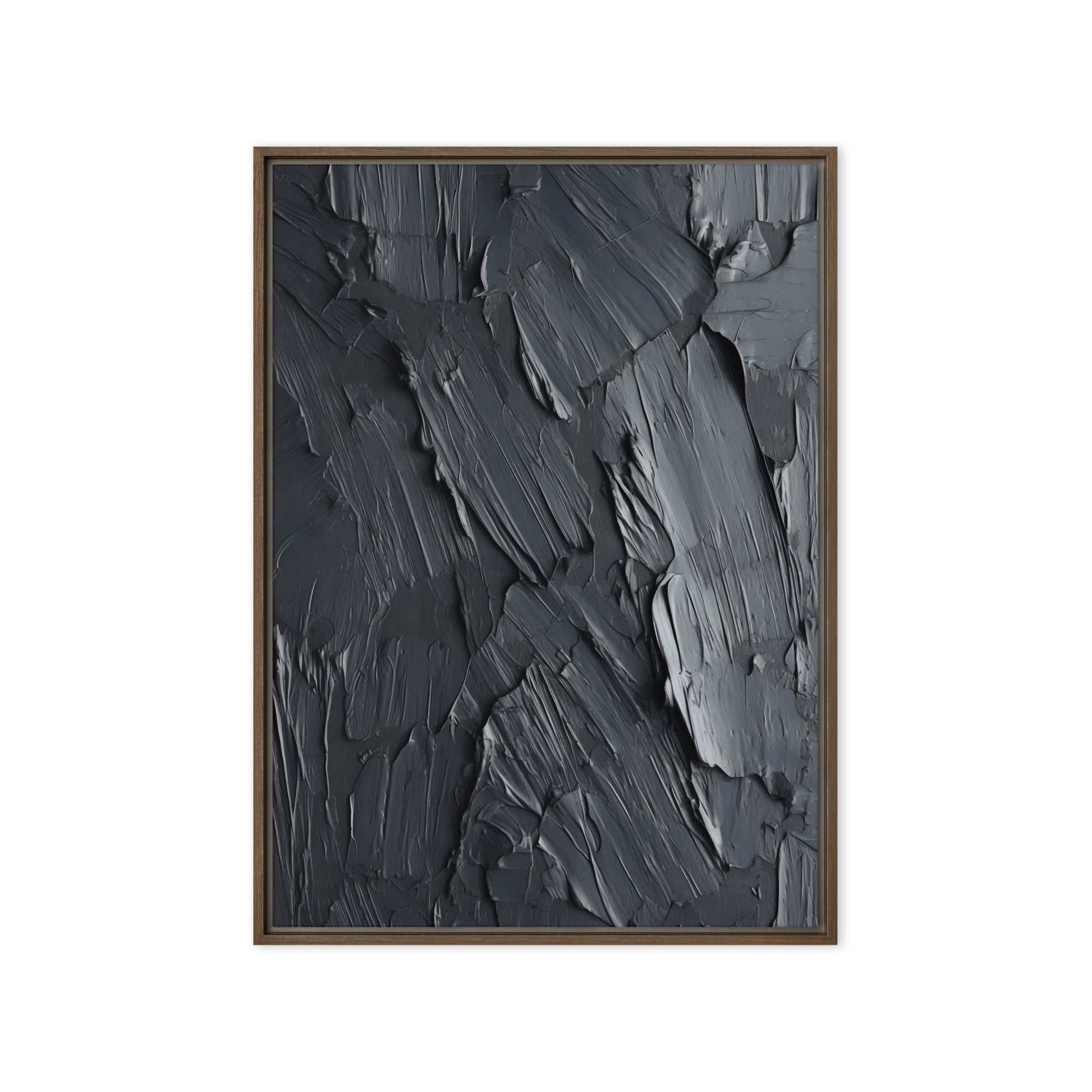 Black Impasto Art Framed Canvas