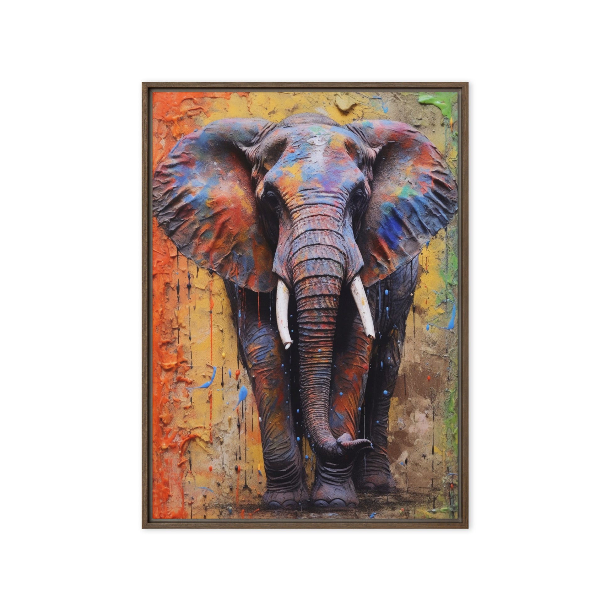 Colorful Elephant Framed Canvas