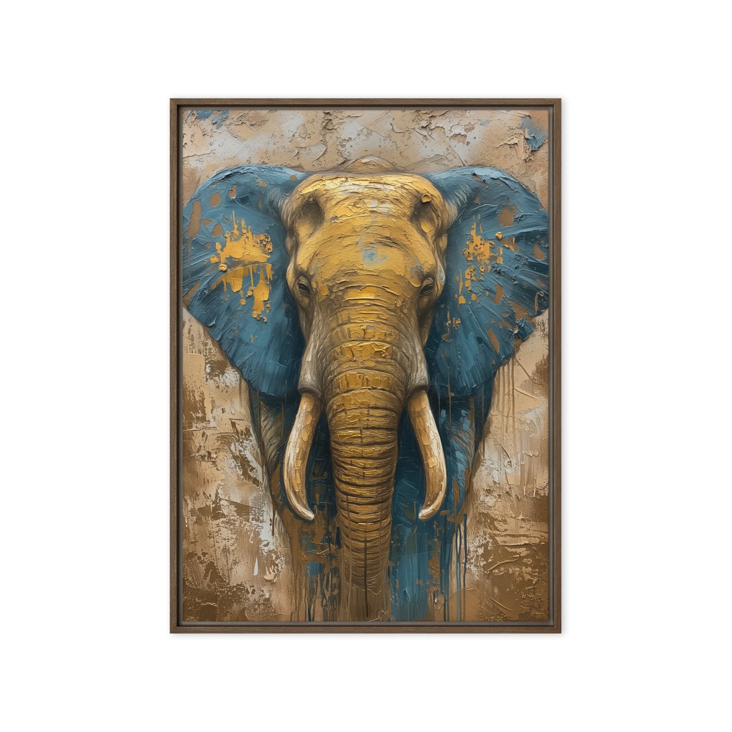Elephant In Gold Modern Art Framed Canvas