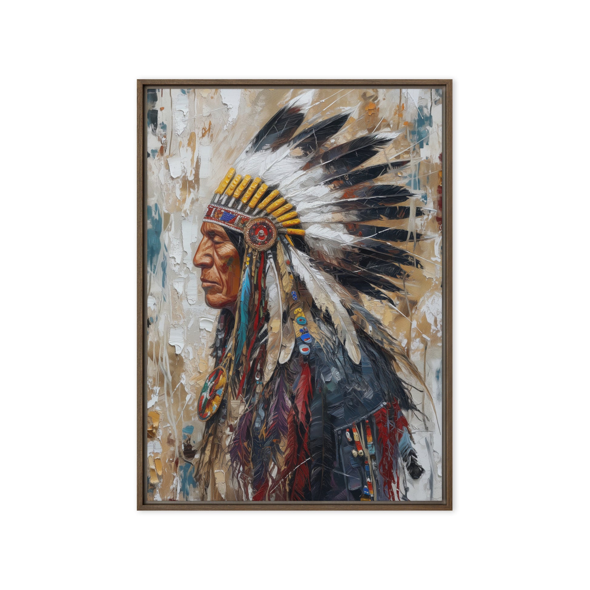 Chief Native American Art Framed Canvas