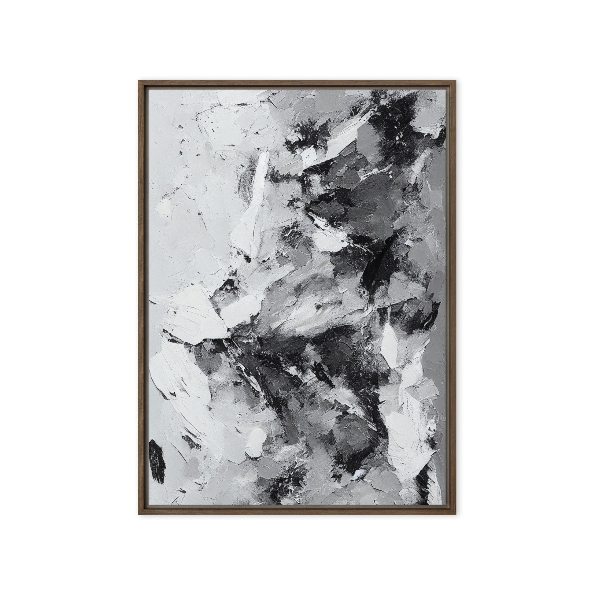 Grey White Black Modern Art Framed Canvas