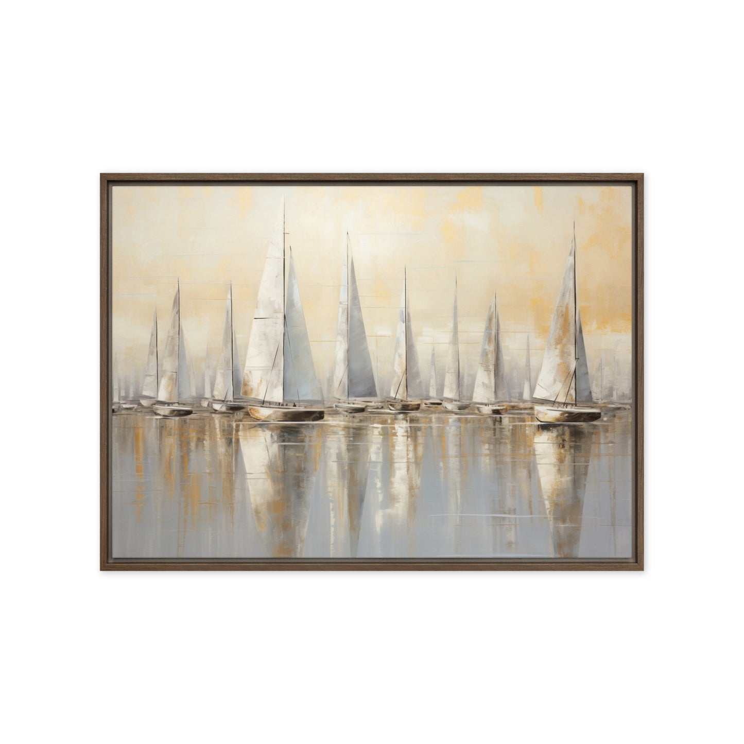 Sailboats Nautical Wall Art Framed Canvas