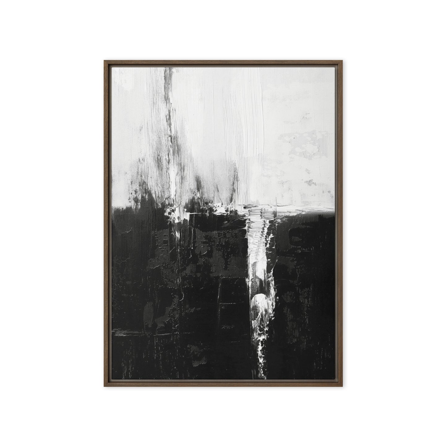 Black White Abstract Art Framed Canvas