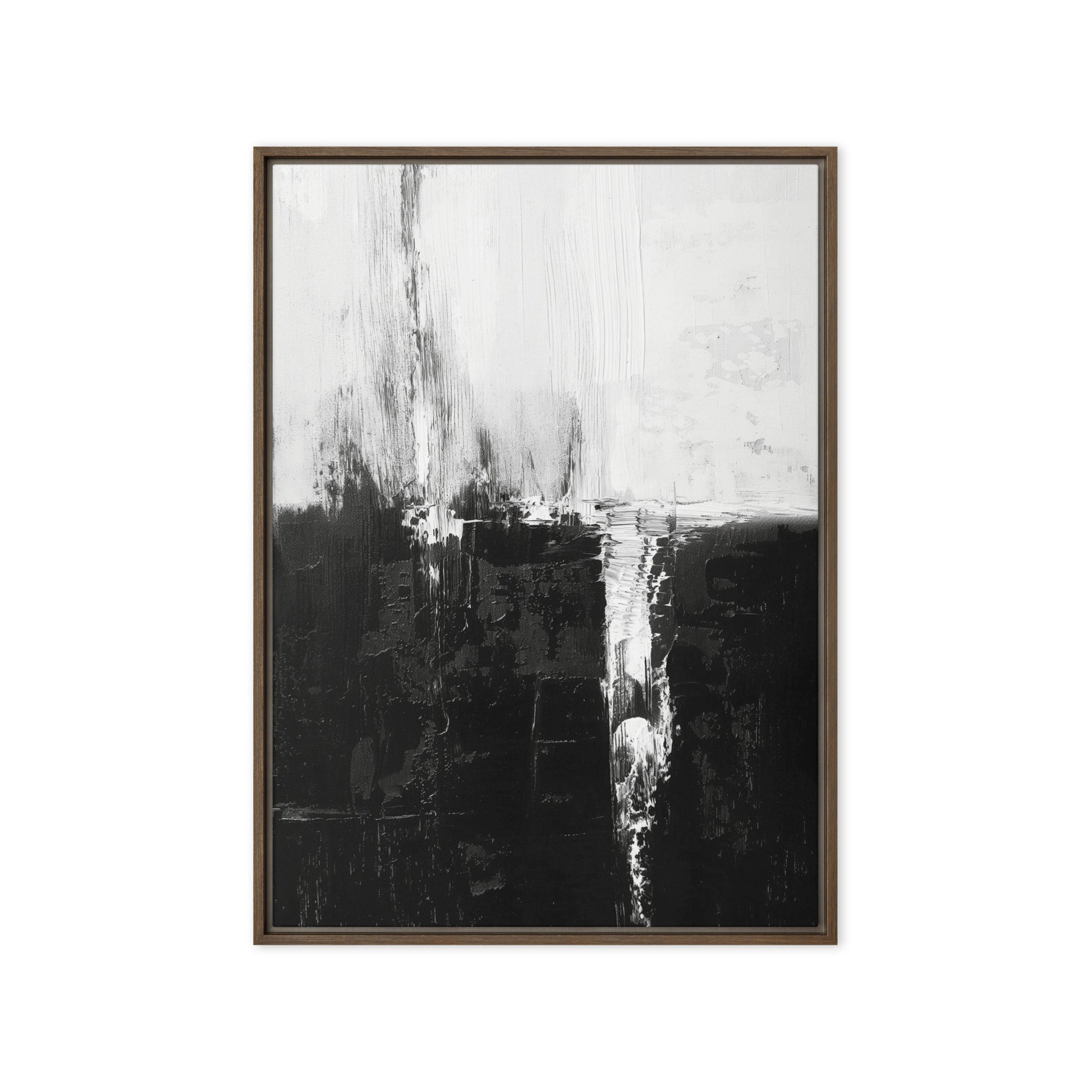 Black White Abstract Art Framed Canvas